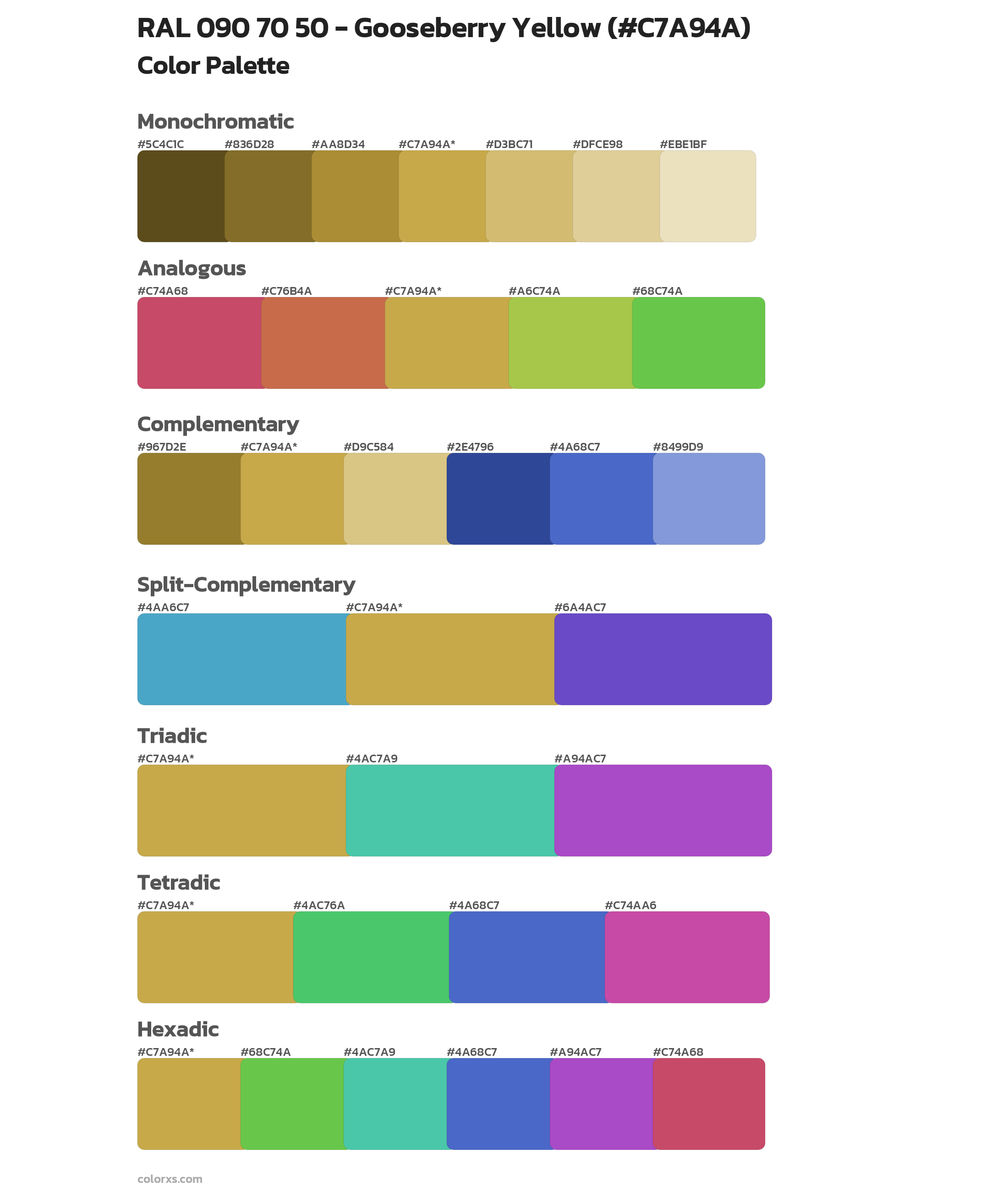 RAL 090 70 50 - Gooseberry Yellow Color Scheme Palettes