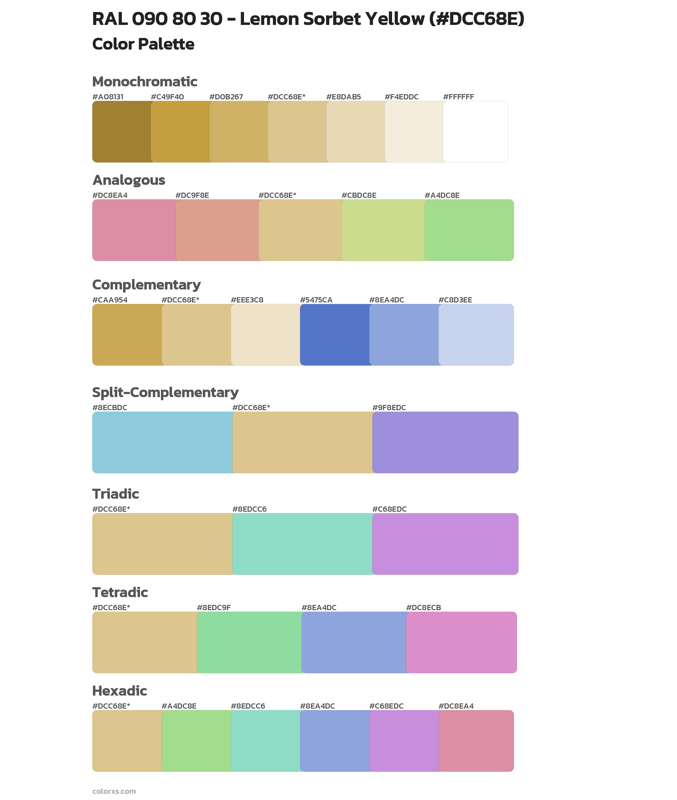 RAL 090 80 30 - Lemon Sorbet Yellow Color Scheme Palettes