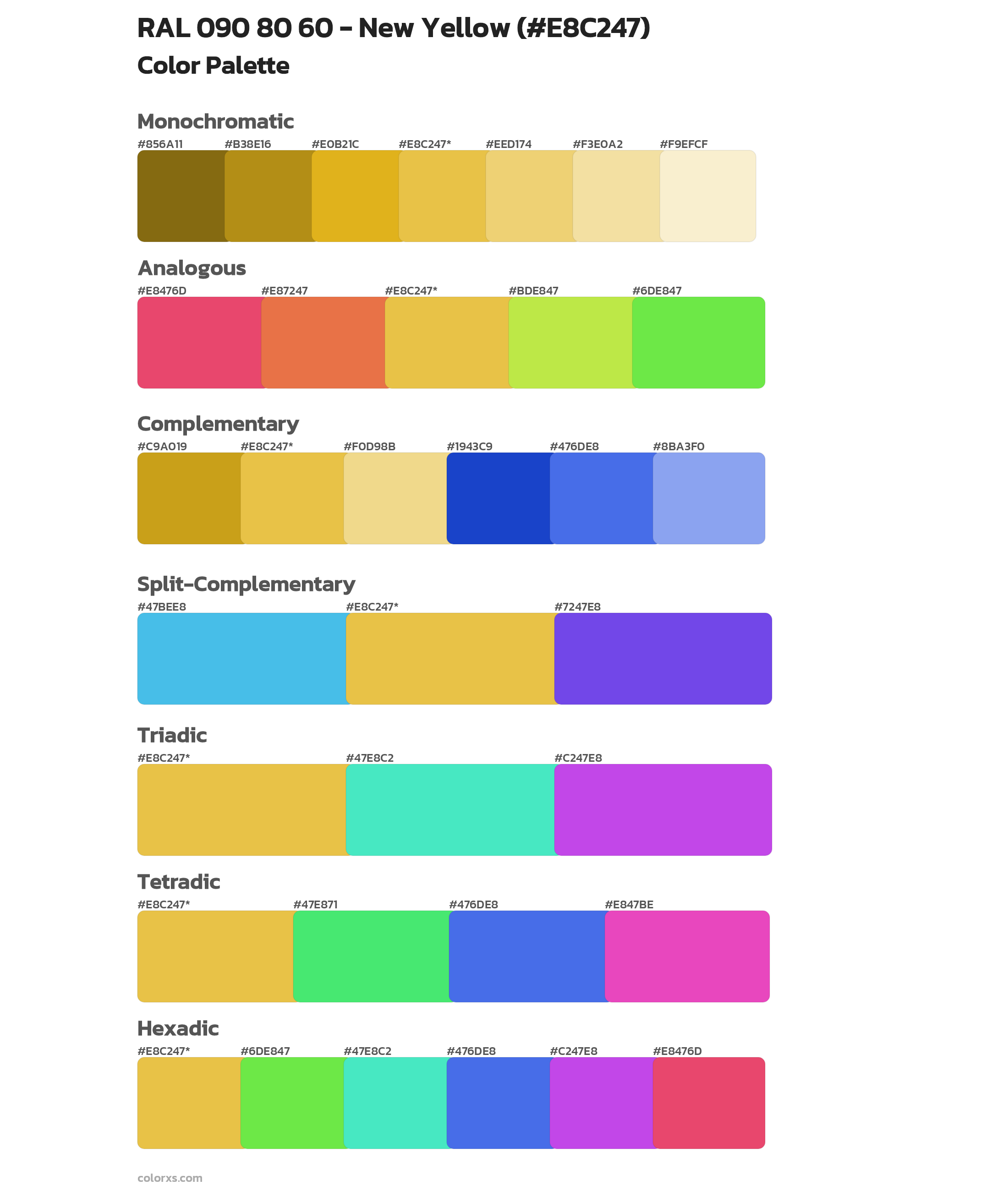 RAL 090 80 60 - New Yellow Color Scheme Palettes