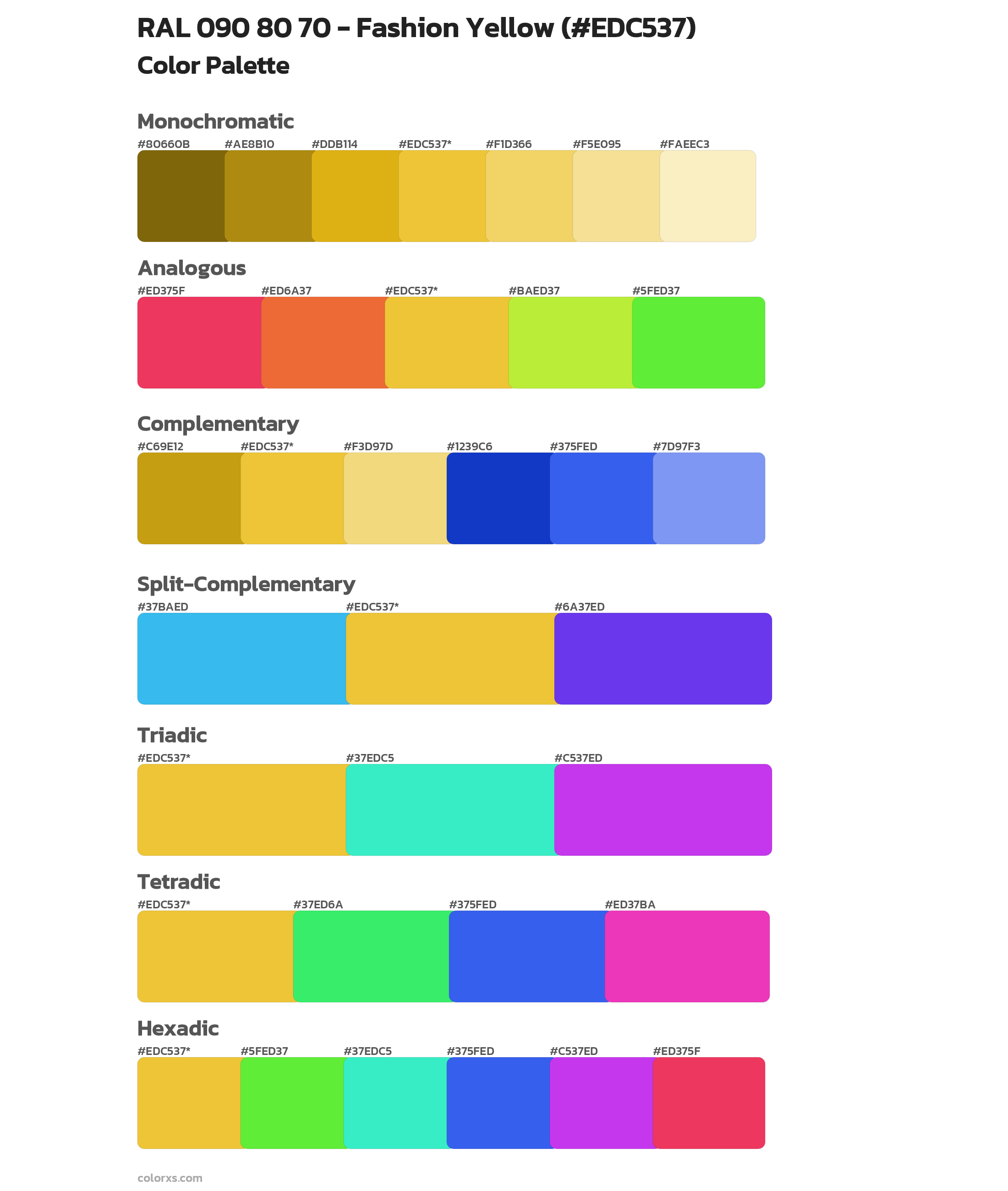 RAL 090 80 70 - Fashion Yellow Color Scheme Palettes