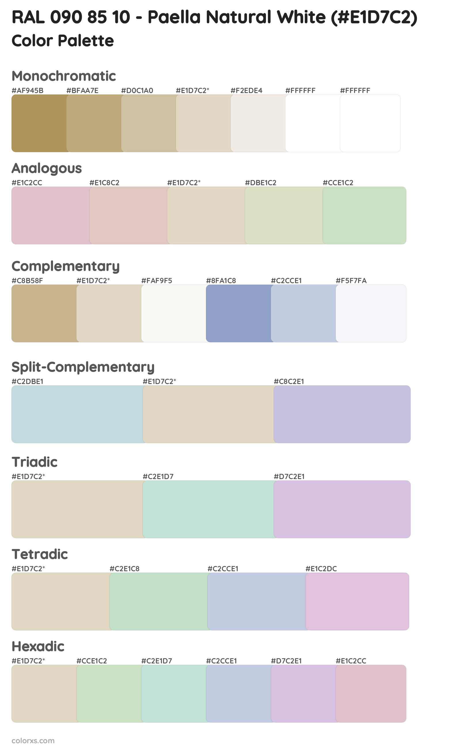 RAL 090 85 10 - Paella Natural White Color Scheme Palettes