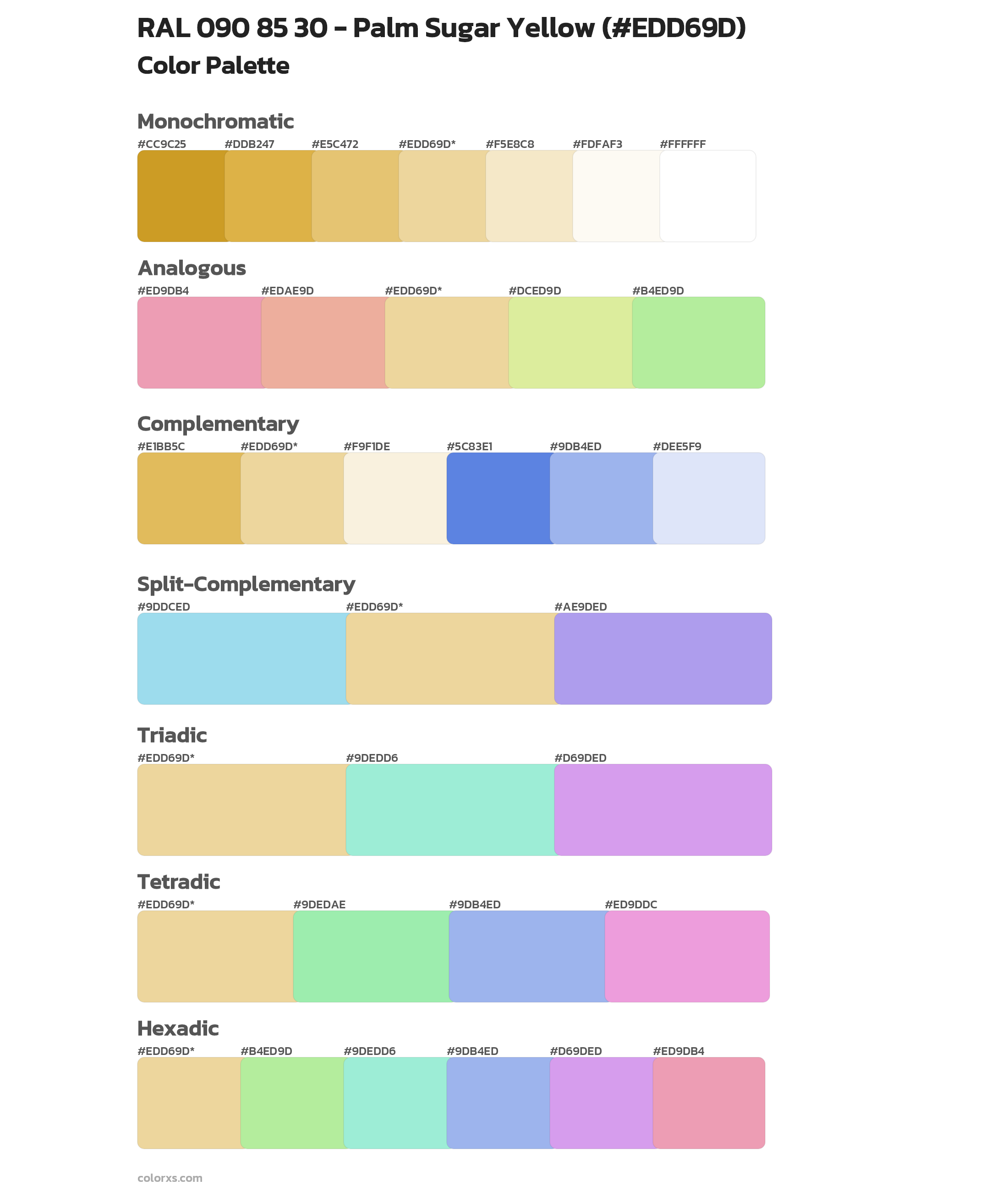 RAL 090 85 30 - Palm Sugar Yellow Color Scheme Palettes