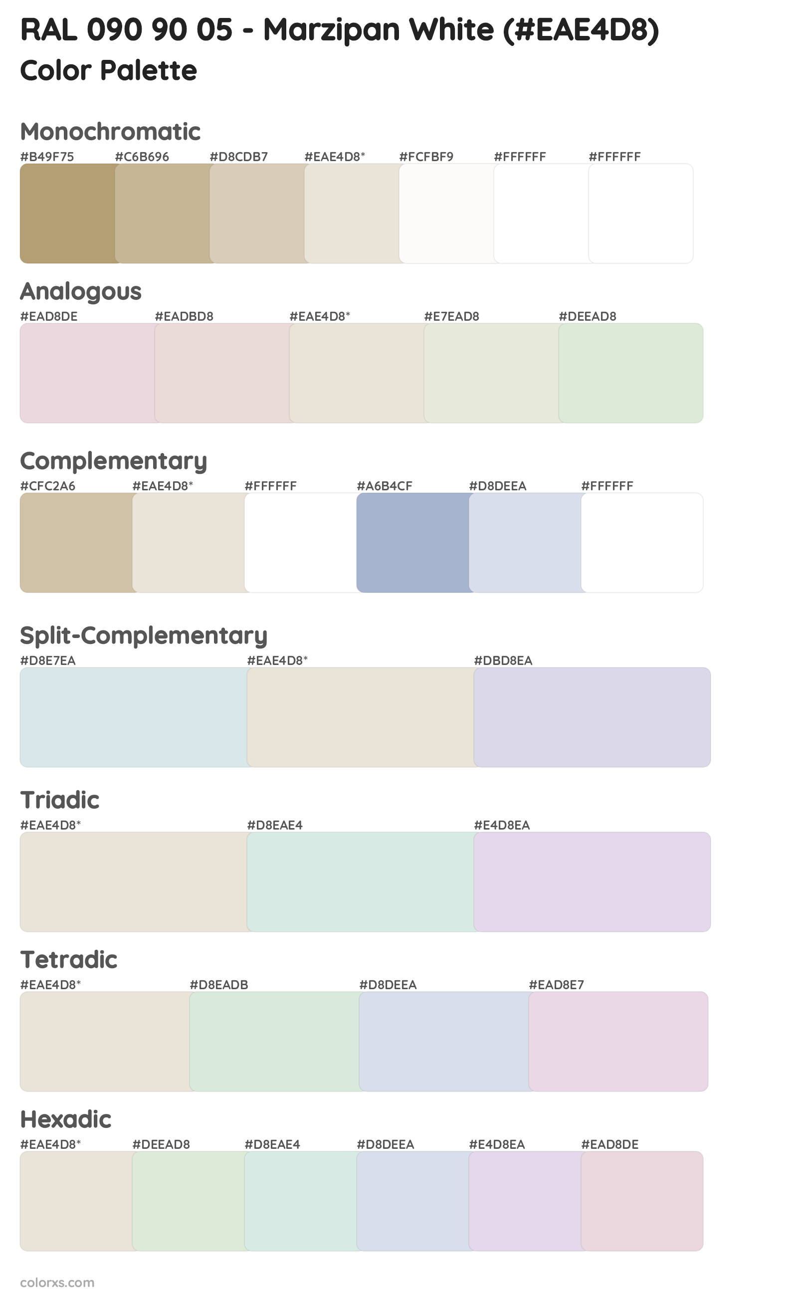 RAL 090 90 05 - Marzipan White Color Scheme Palettes