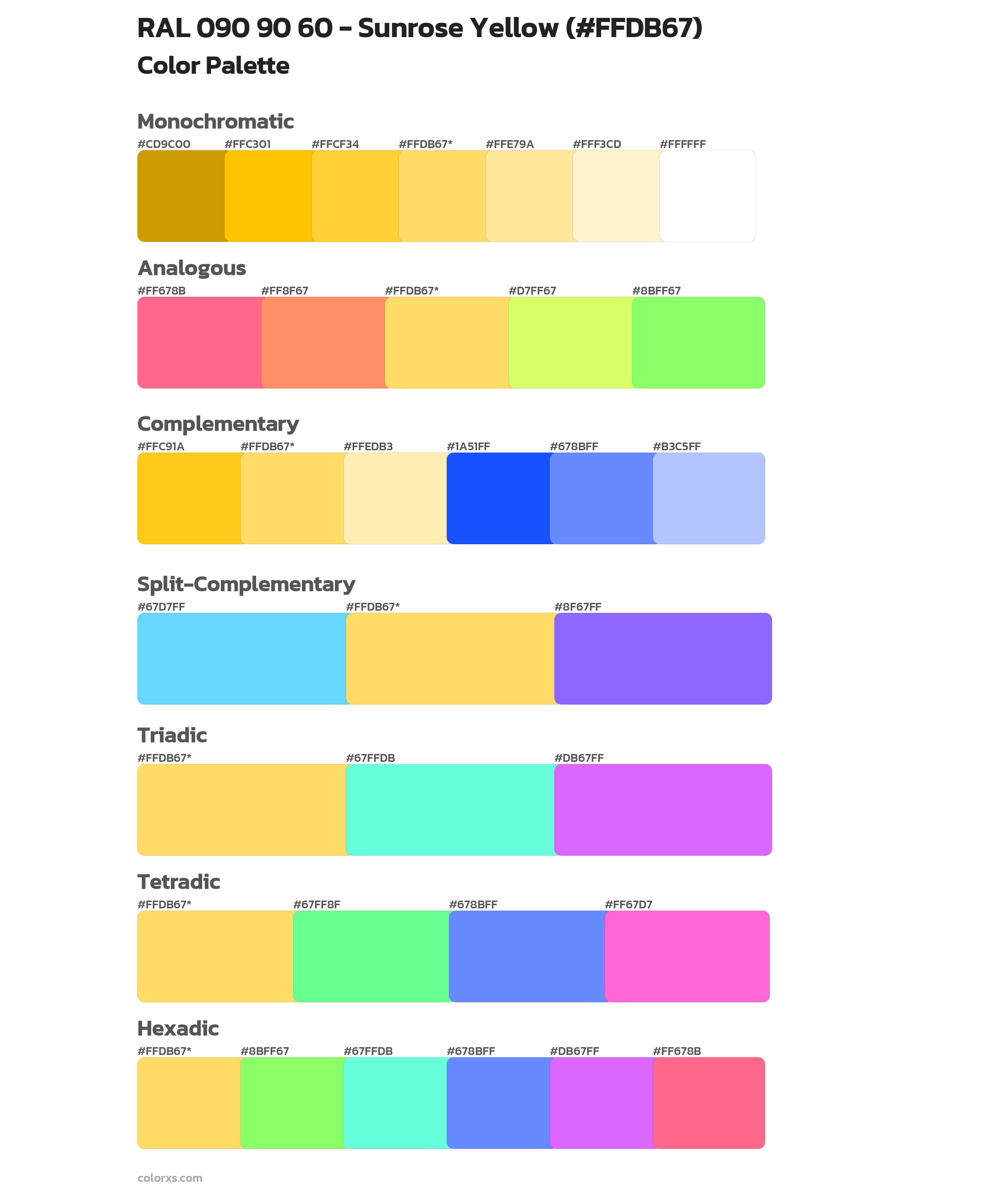RAL 090 90 60 - Sunrose Yellow Color Scheme Palettes