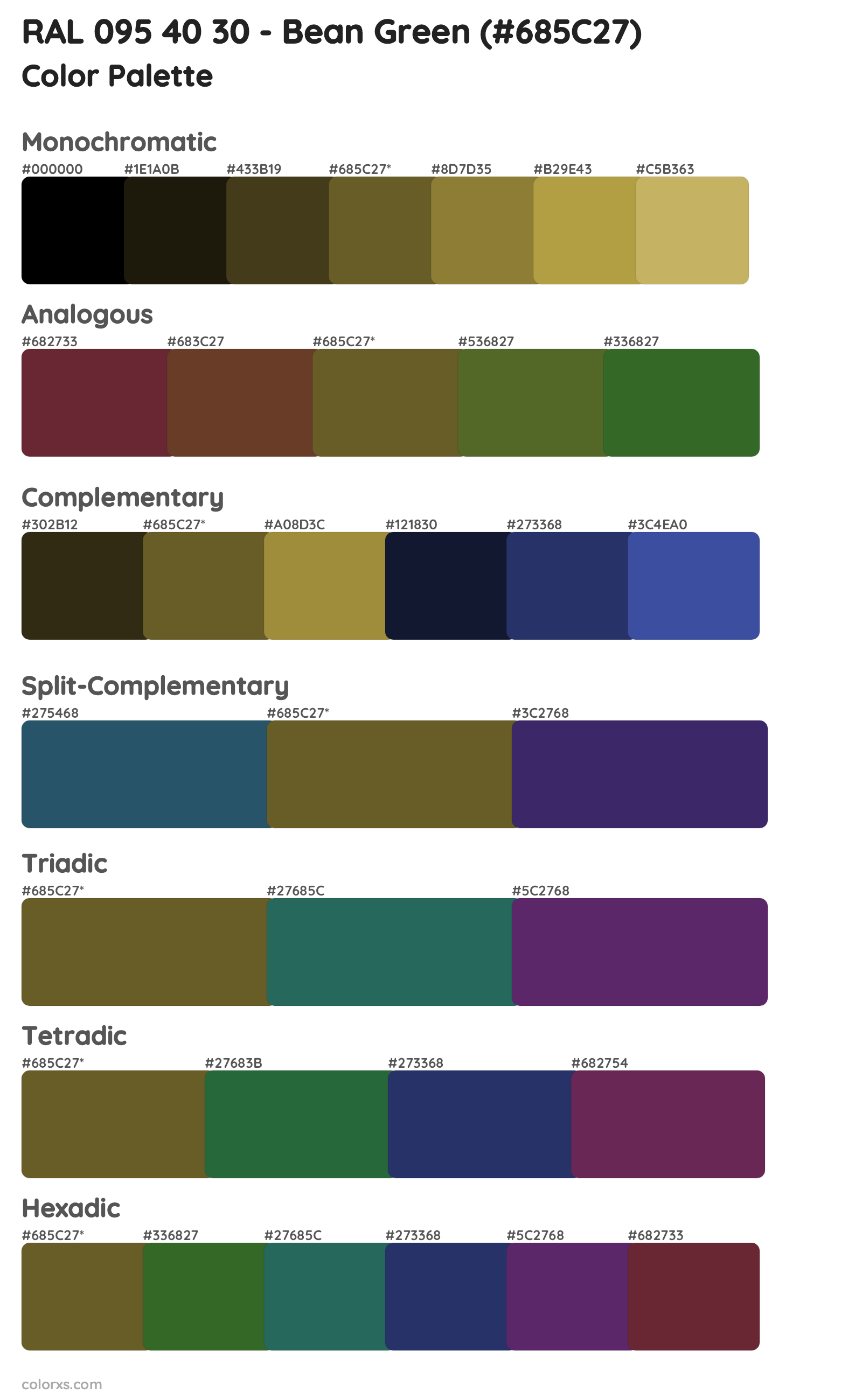 RAL 095 40 30 - Bean Green Color Scheme Palettes