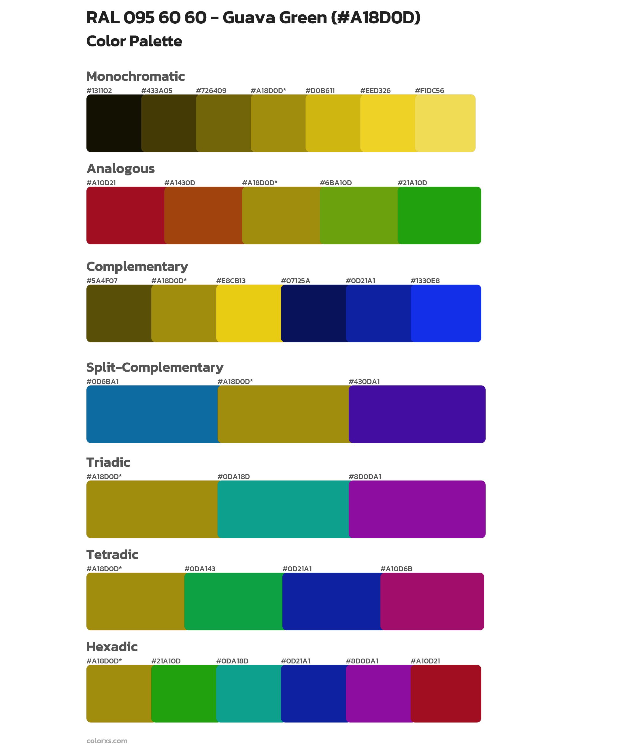RAL 095 60 60 - Guava Green Color Scheme Palettes