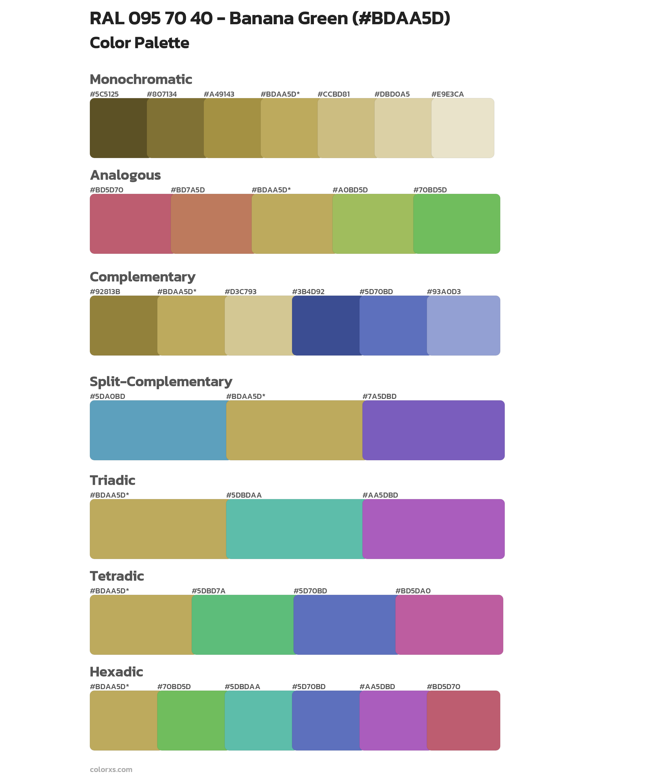 RAL 095 70 40 - Banana Green Color Scheme Palettes
