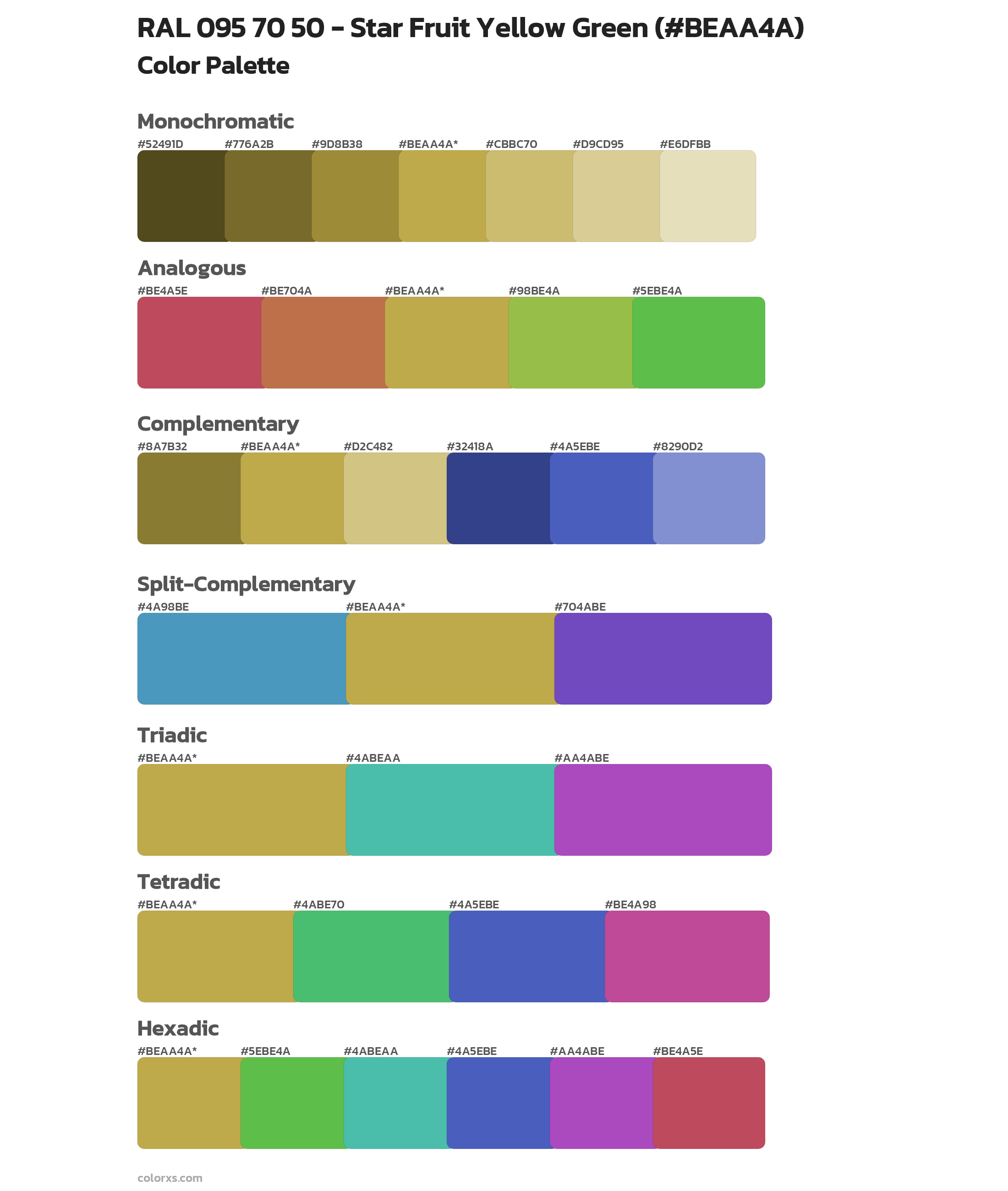 RAL 095 70 50 - Star Fruit Yellow Green Color Scheme Palettes