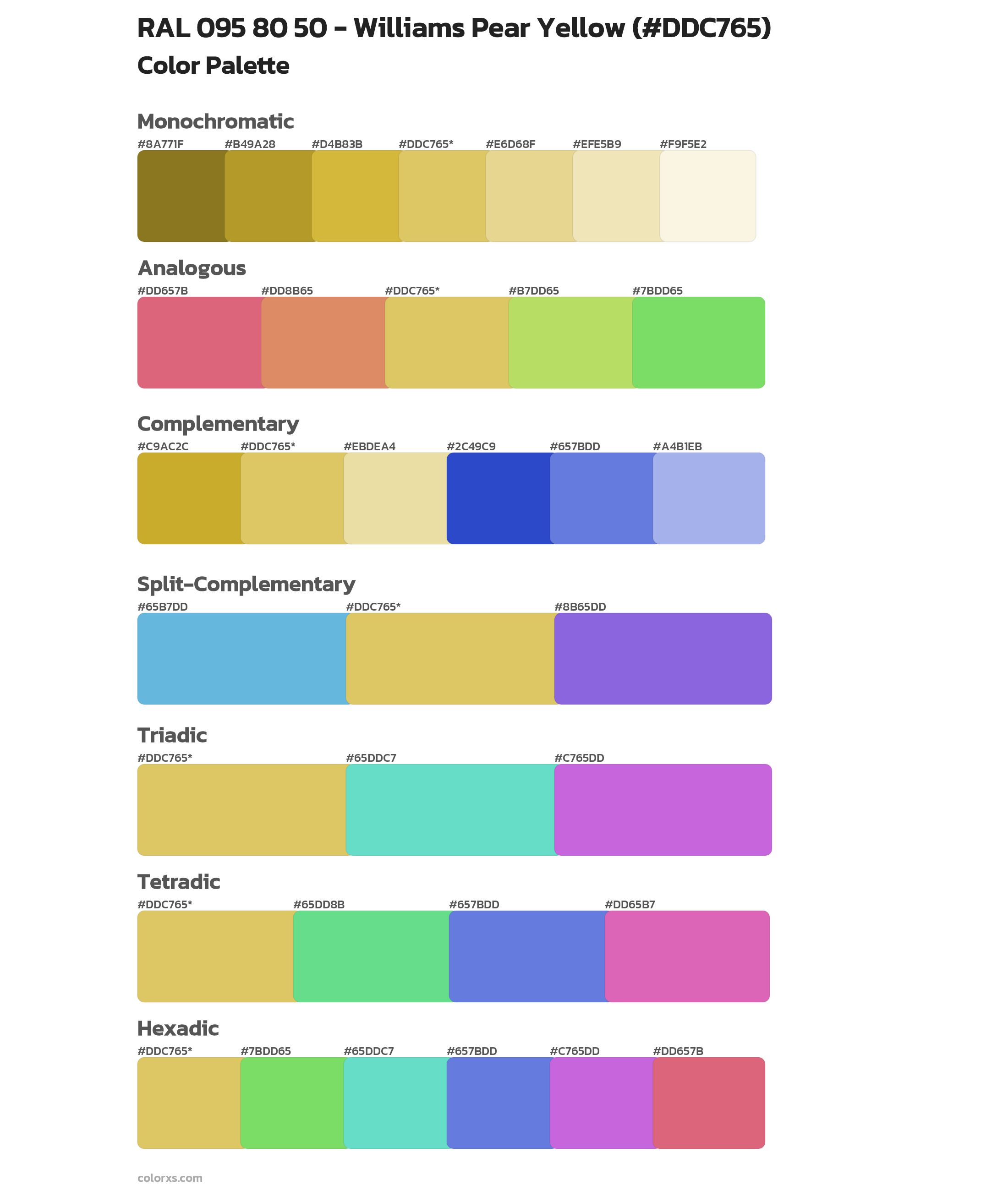 RAL 095 80 50 - Williams Pear Yellow Color Scheme Palettes