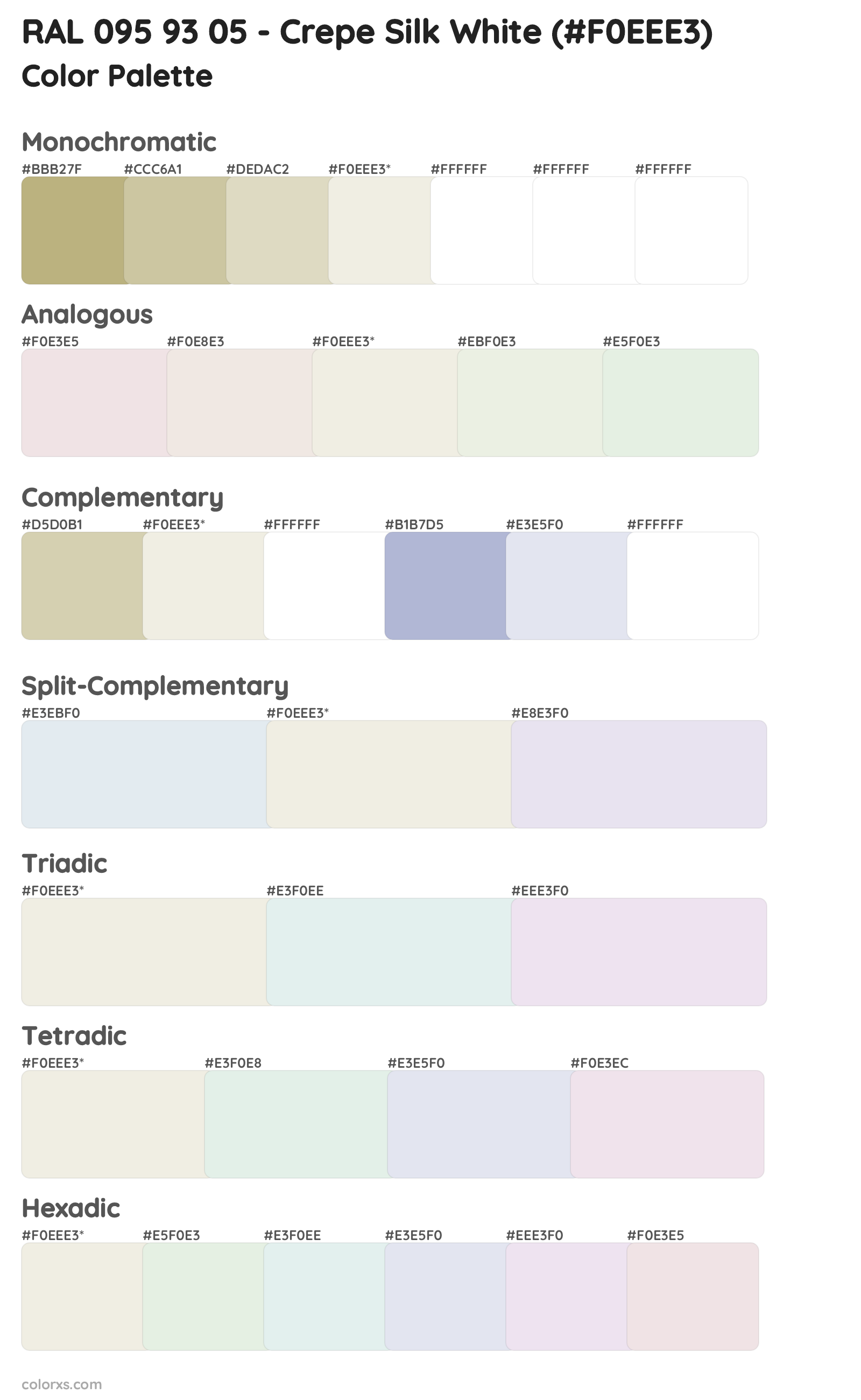 RAL 095 93 05 - Crepe Silk White Color Scheme Palettes