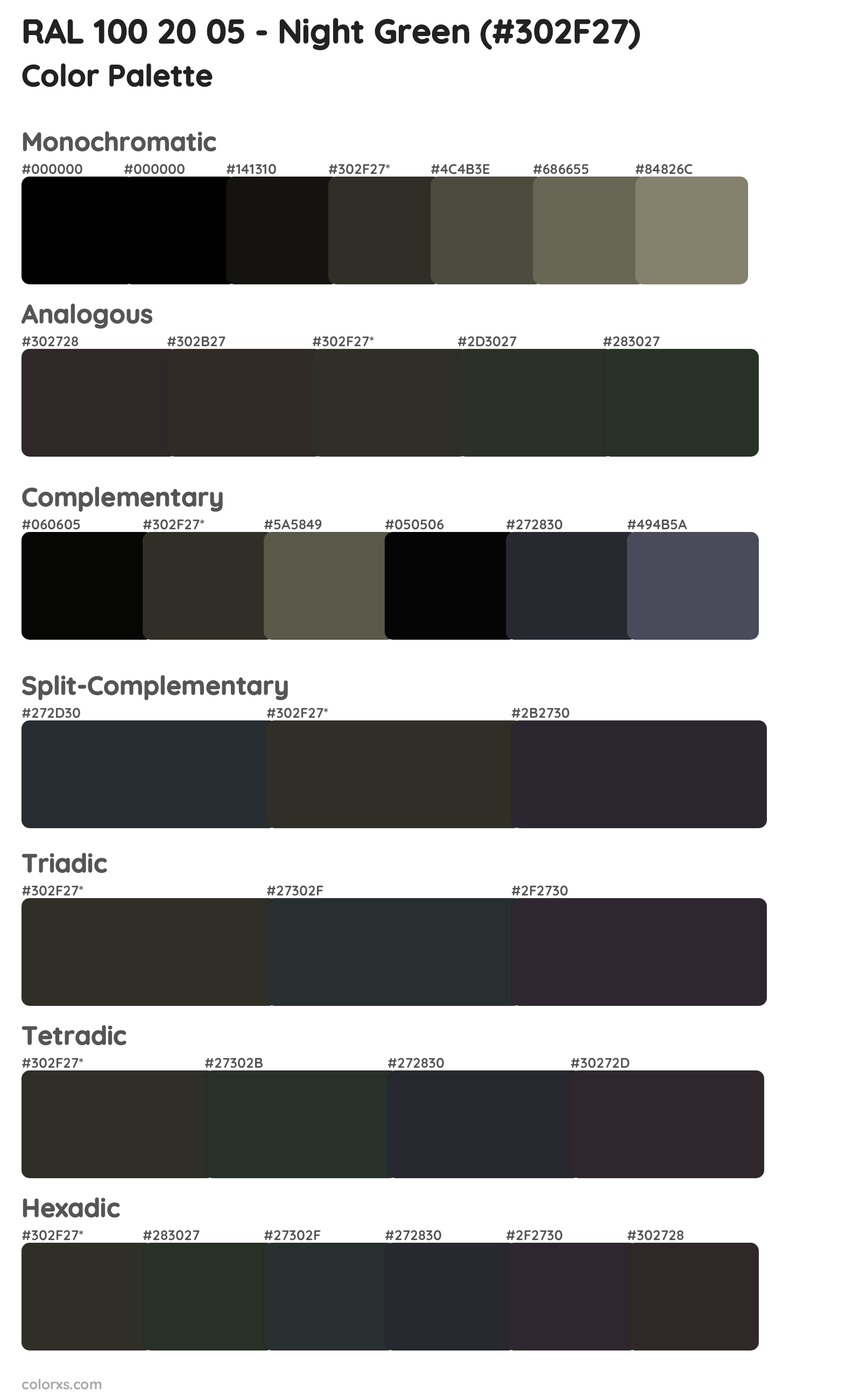 RAL 100 20 05 - Night Green Color Scheme Palettes