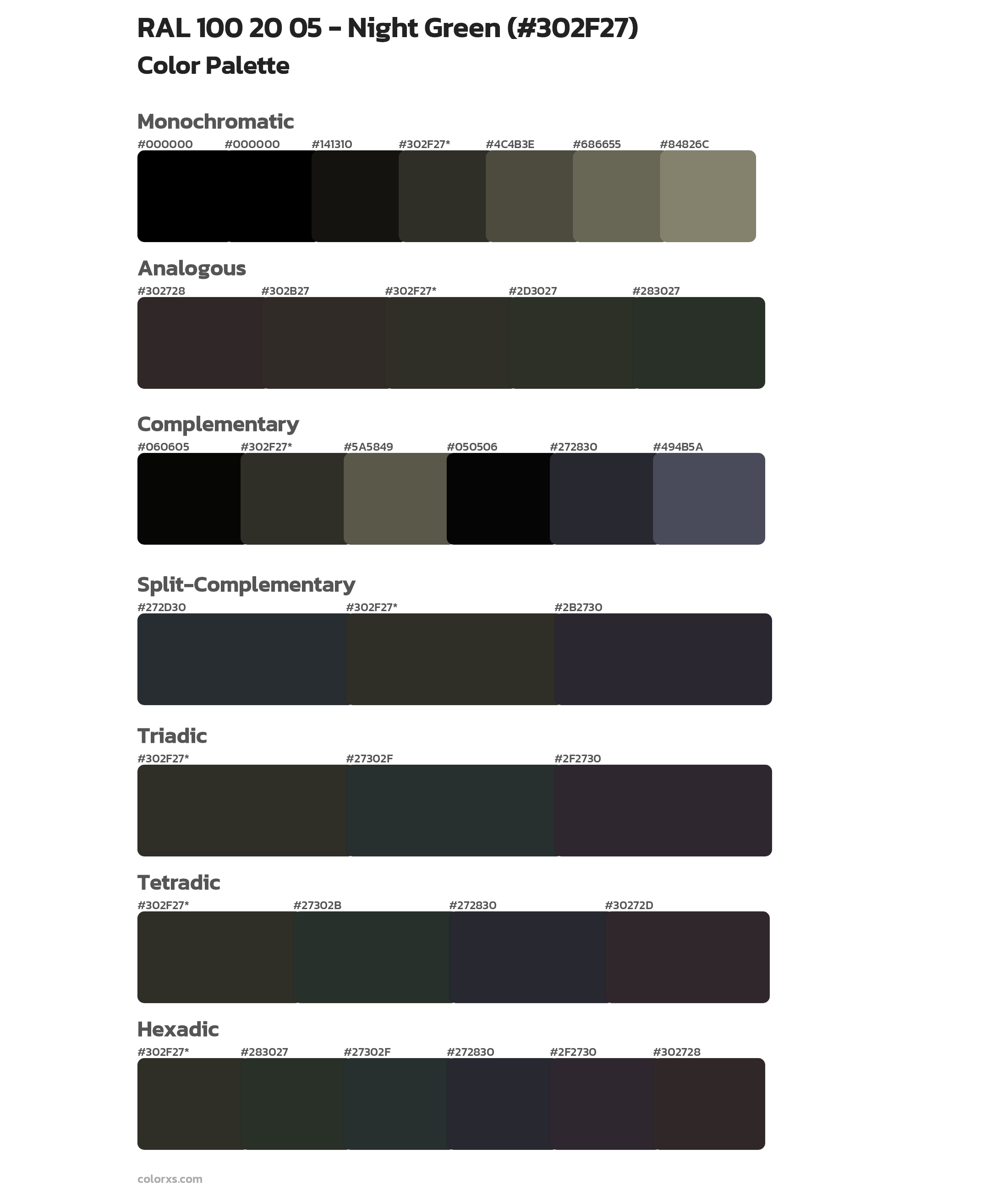 RAL 100 20 05 - Night Green Color Scheme Palettes