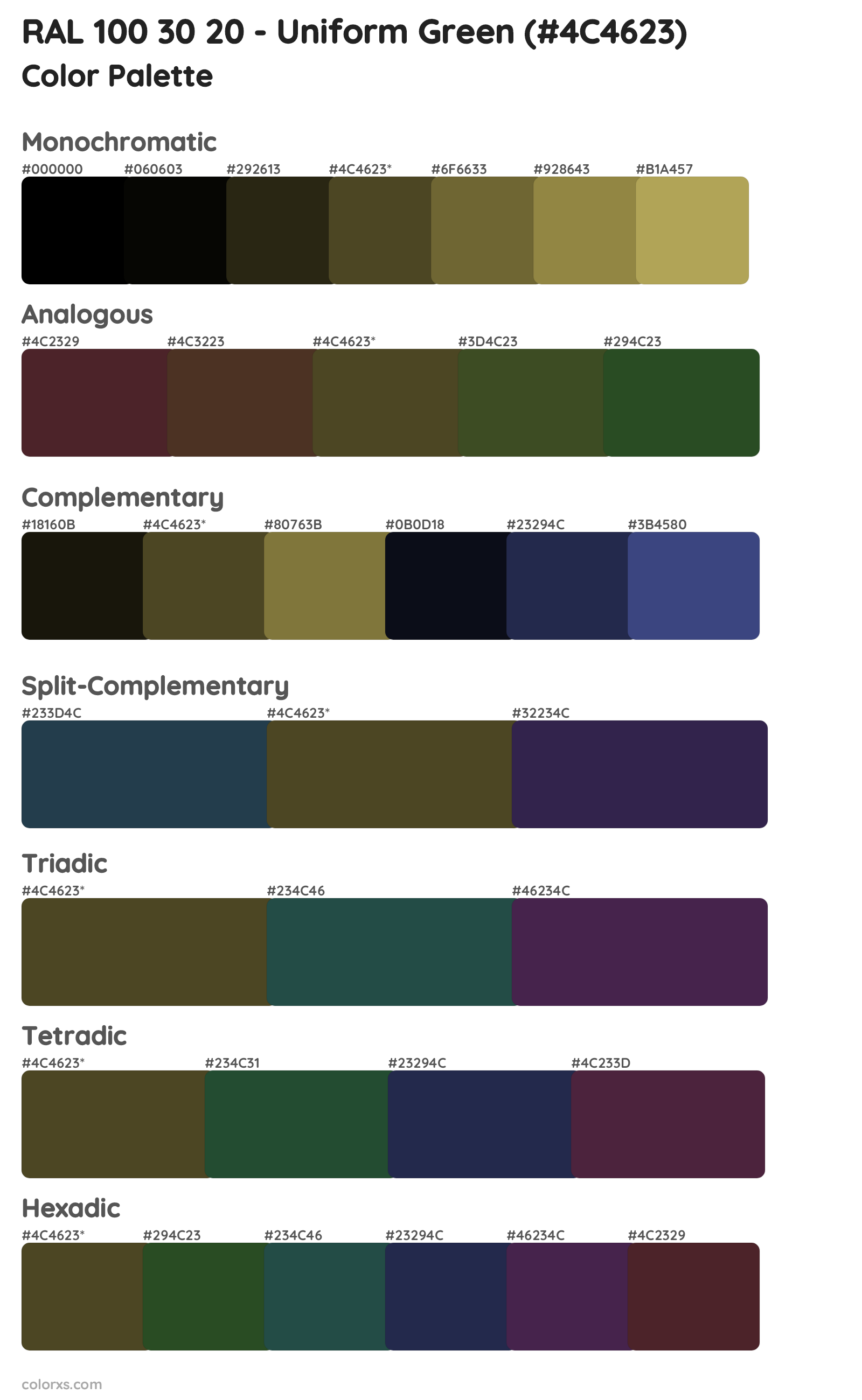 RAL 100 30 20 - Uniform Green Color Scheme Palettes