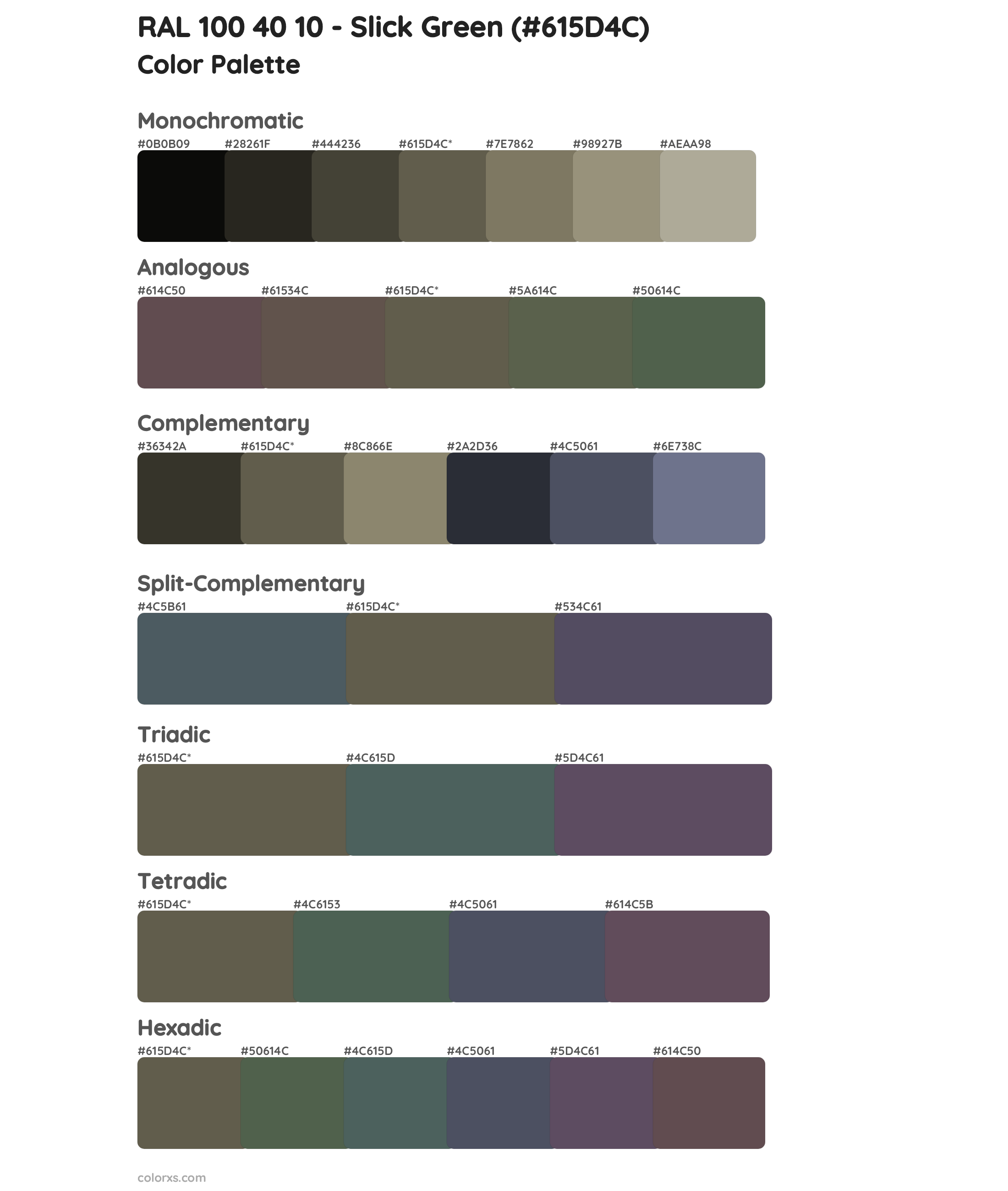 RAL 100 40 10 - Slick Green Color Scheme Palettes