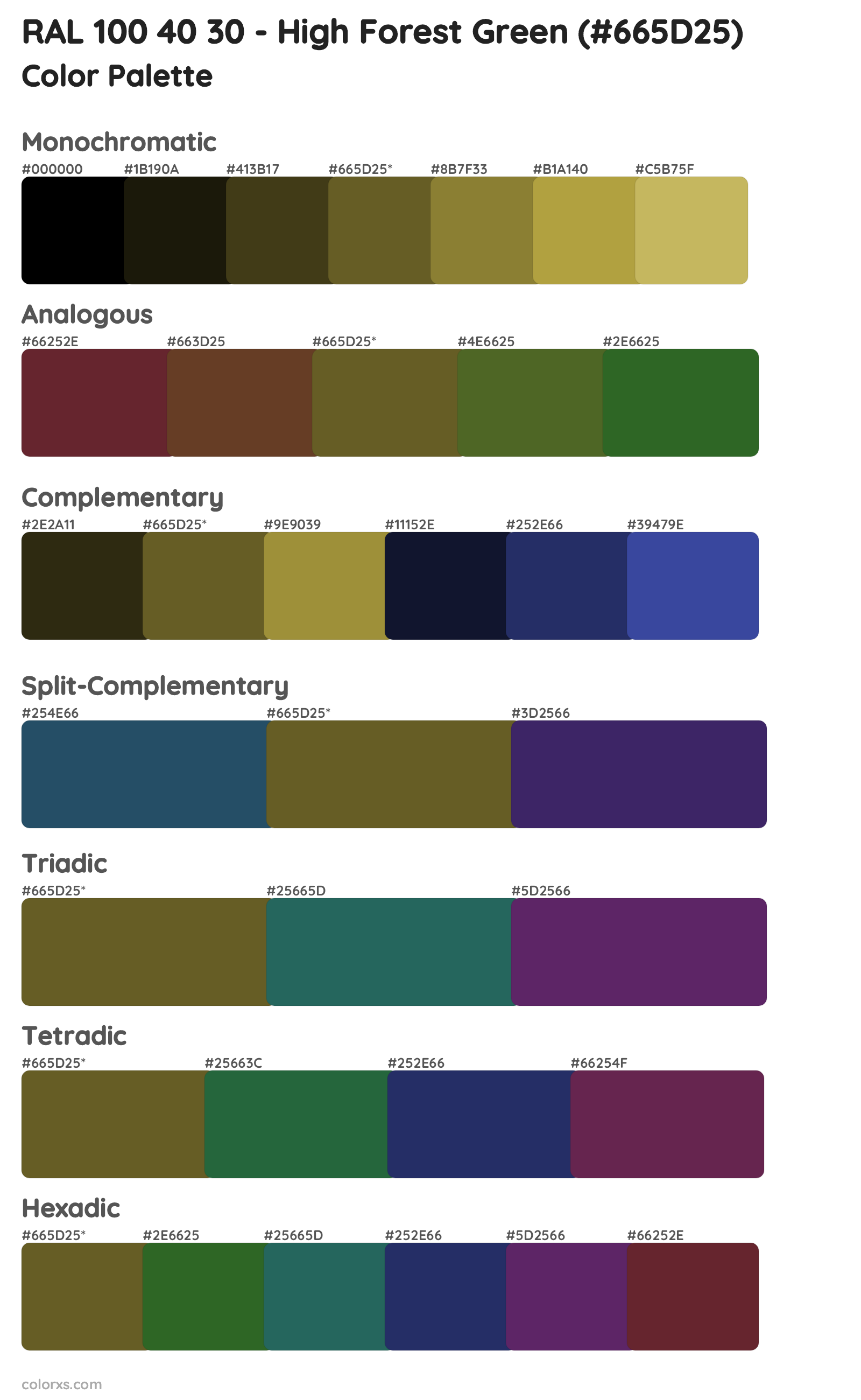 RAL 100 40 30 - High Forest Green Color Scheme Palettes
