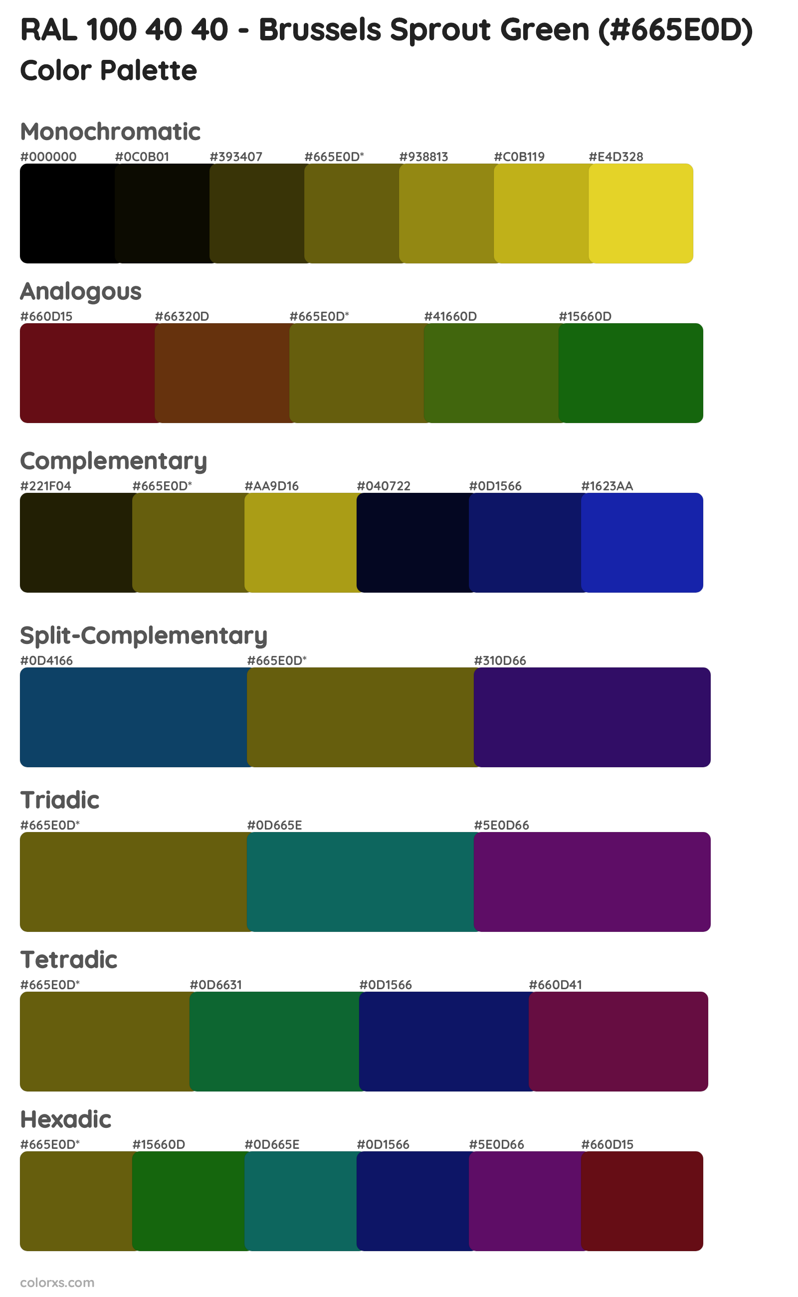 RAL 100 40 40 - Brussels Sprout Green Color Scheme Palettes