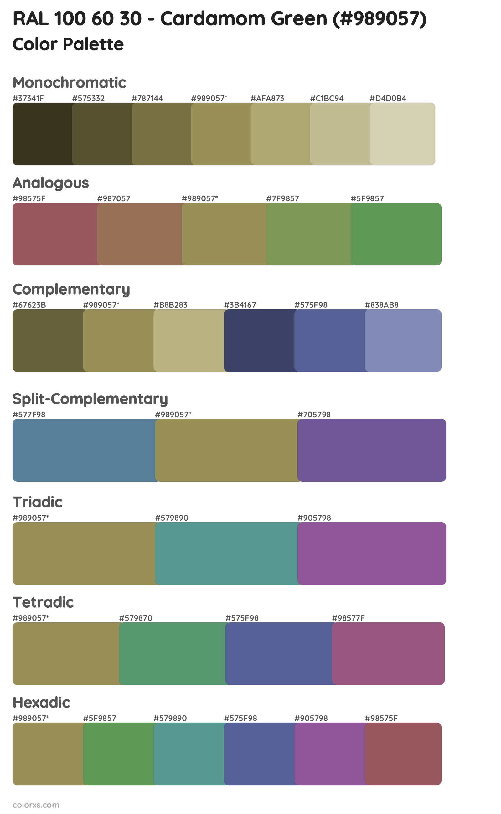 RAL 100 60 30 - Cardamom Green Color Scheme Palettes
