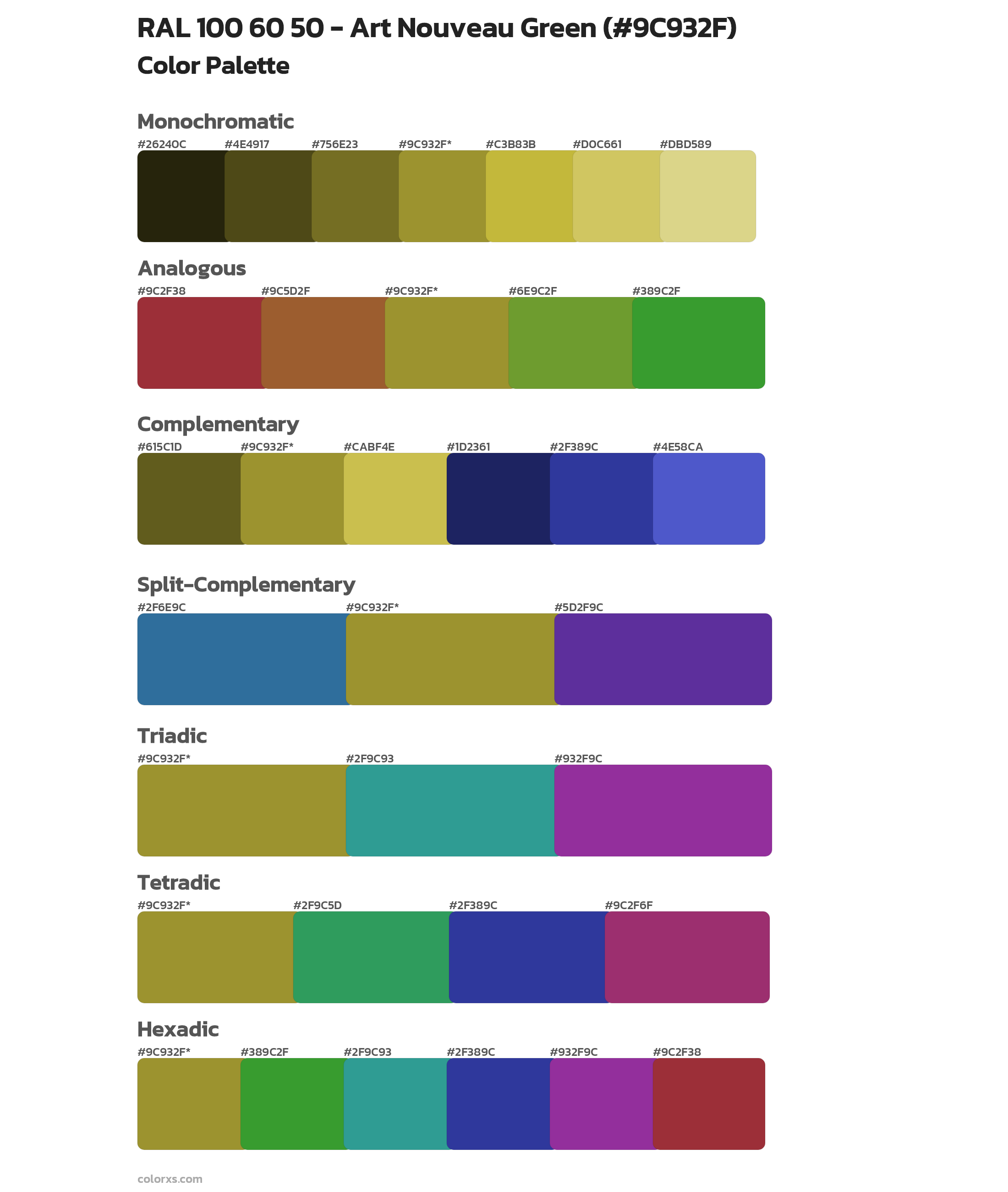 RAL 100 60 50 - Art Nouveau Green Color Scheme Palettes