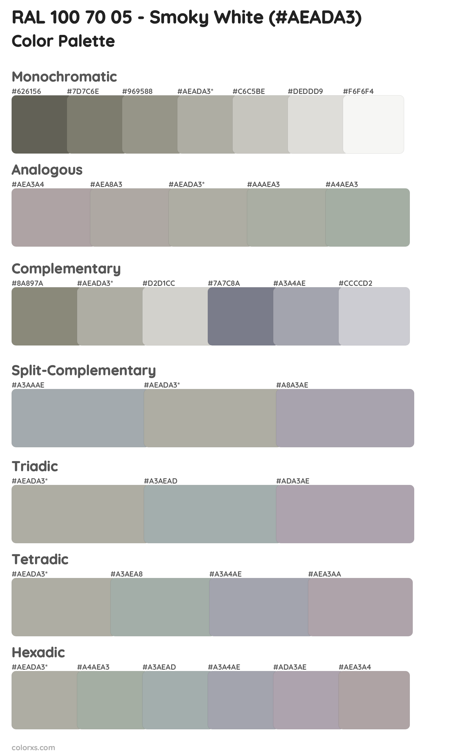 RAL 100 70 05 - Smoky White Color Scheme Palettes