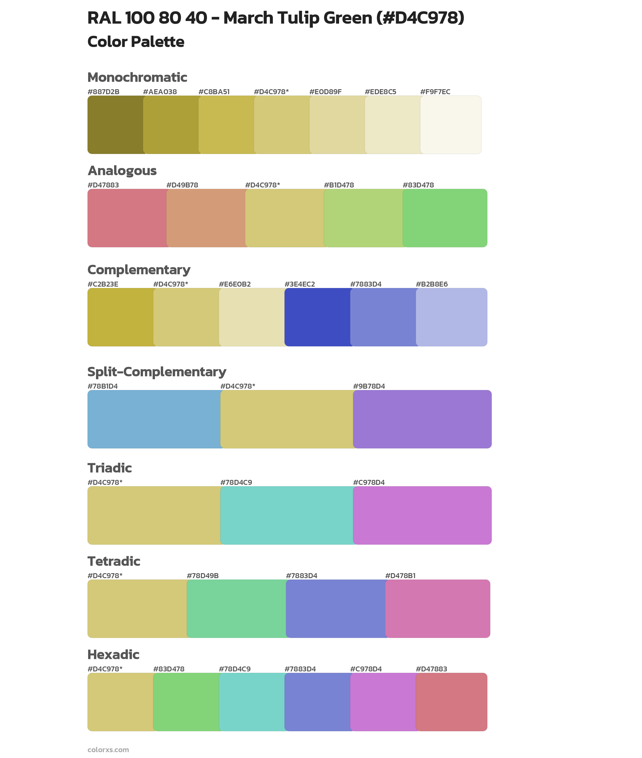 RAL 100 80 40 - March Tulip Green Color Scheme Palettes