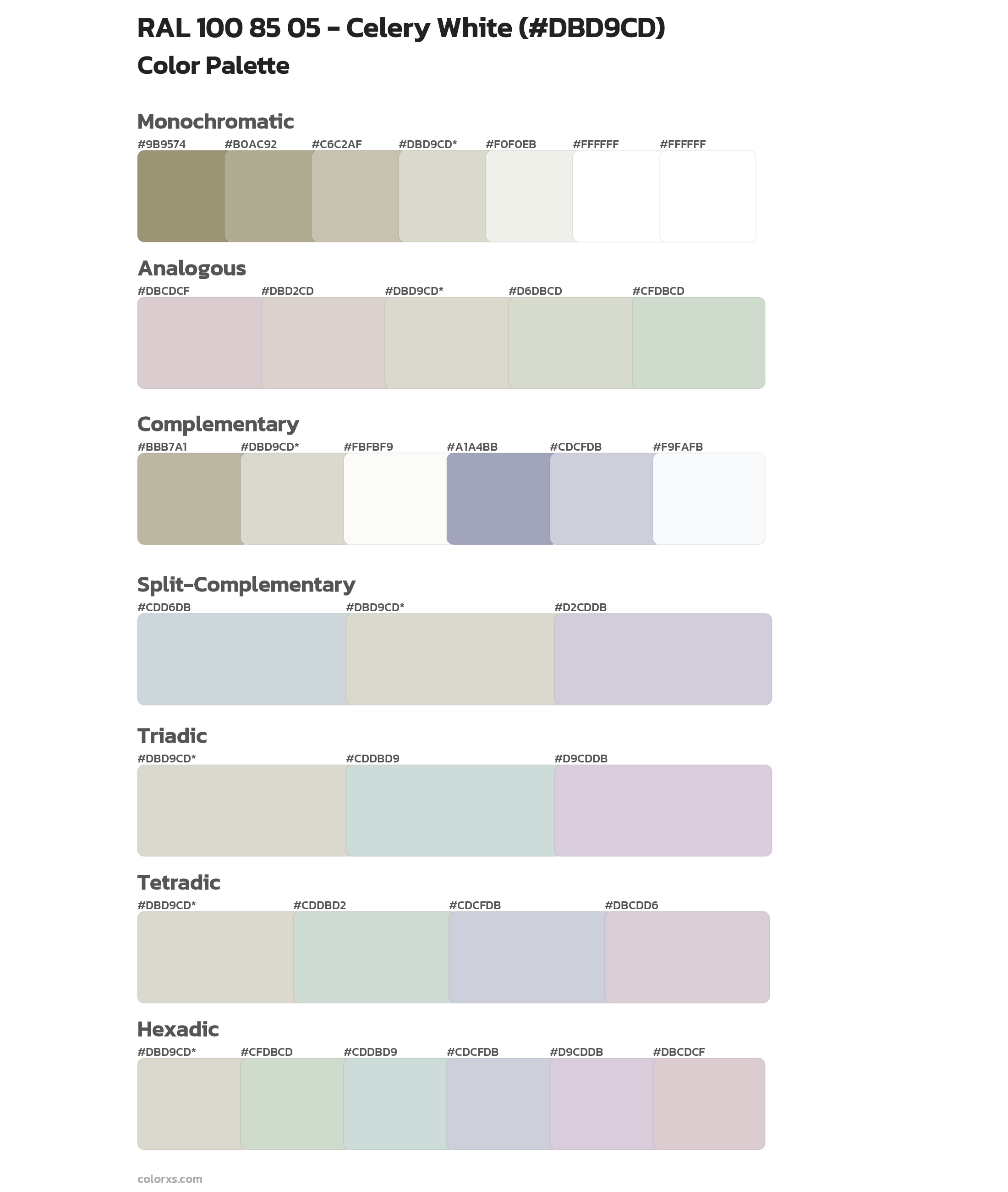 RAL 100 85 05 - Celery White Color Scheme Palettes
