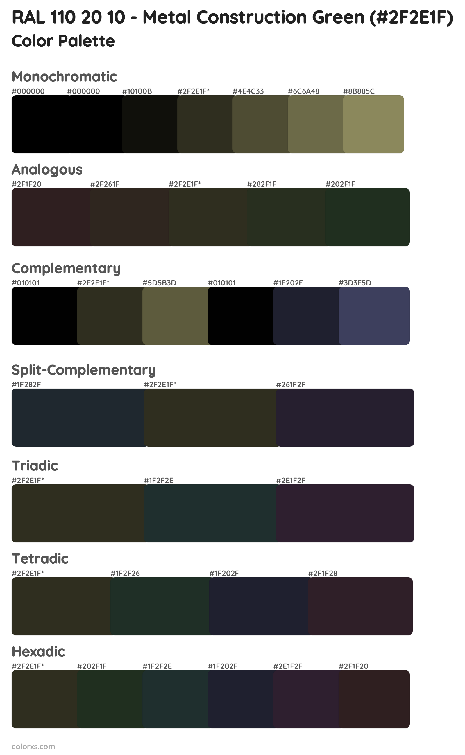 RAL 110 20 10 - Metal Construction Green Color Scheme Palettes