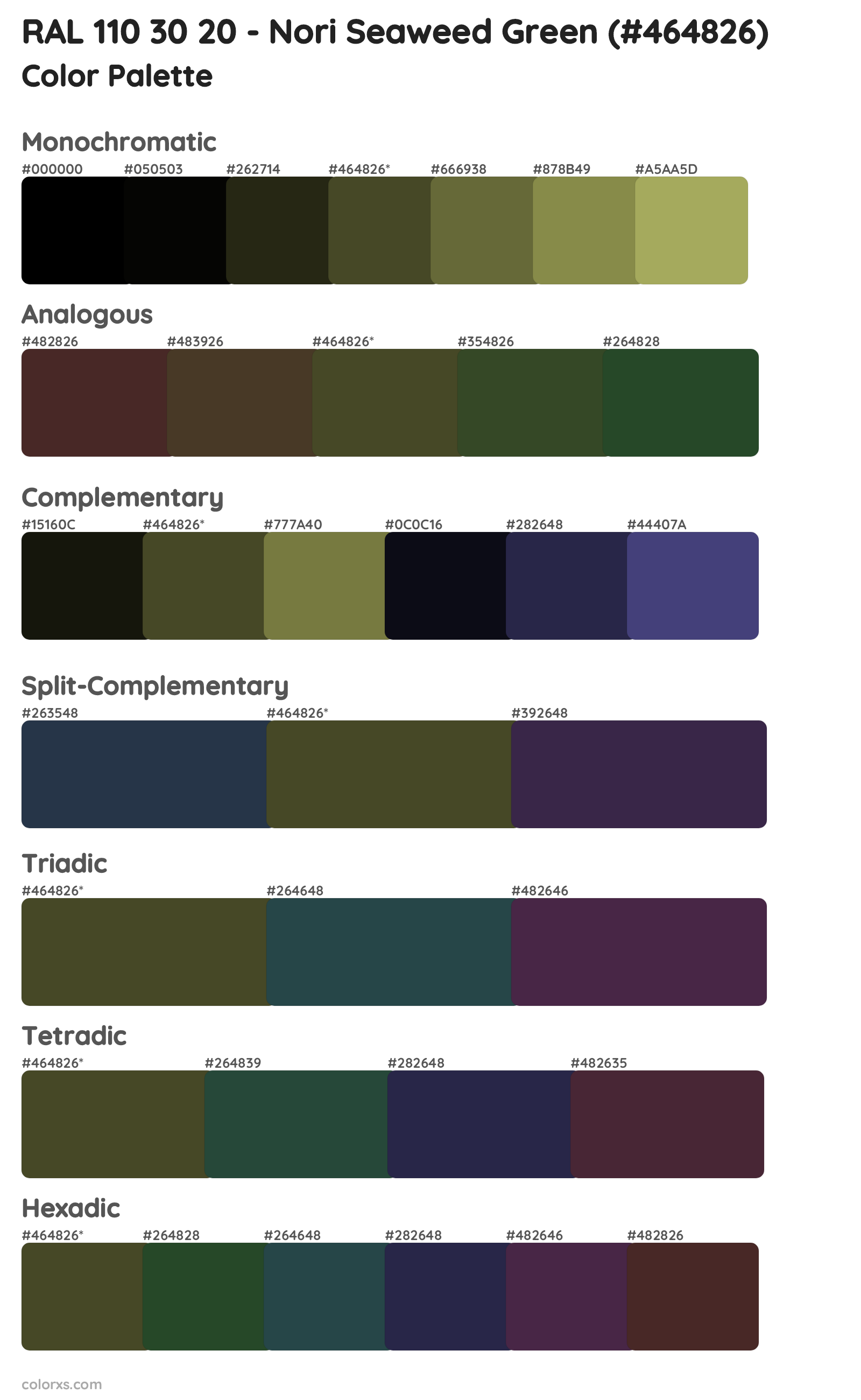 RAL 110 30 20 - Nori Seaweed Green Color Scheme Palettes