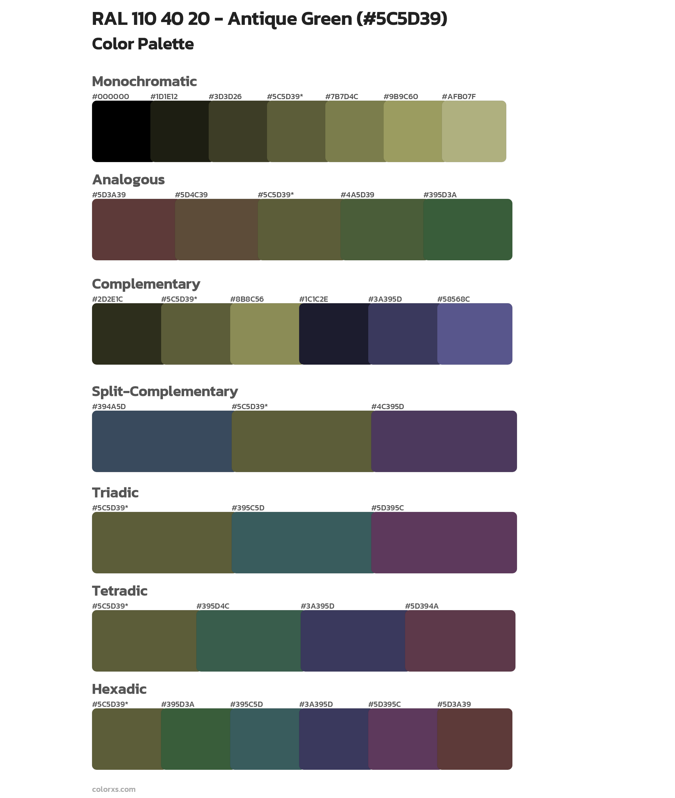 RAL 110 40 20 - Antique Green Color Scheme Palettes