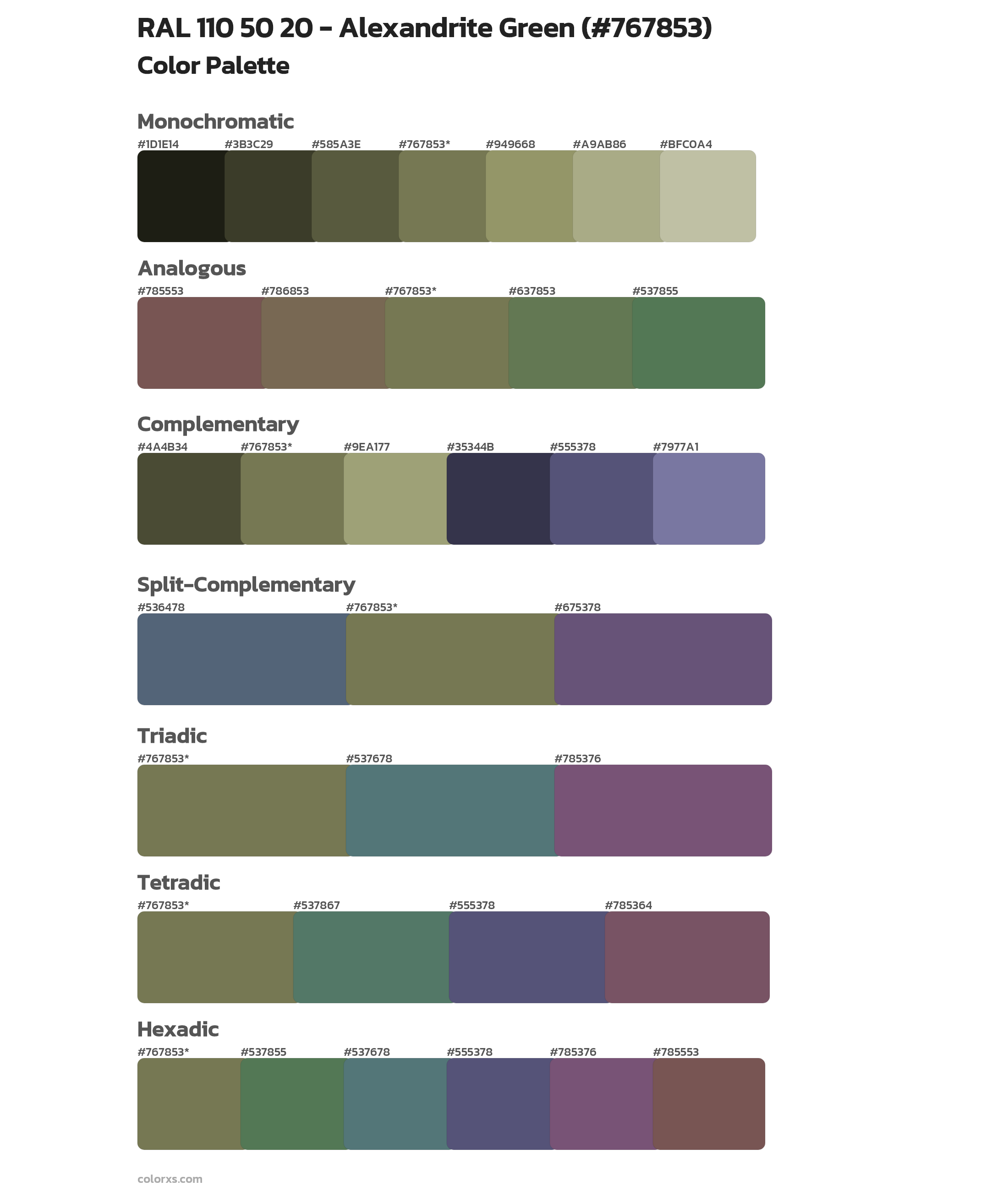 RAL 110 50 20 - Alexandrite Green Color Scheme Palettes