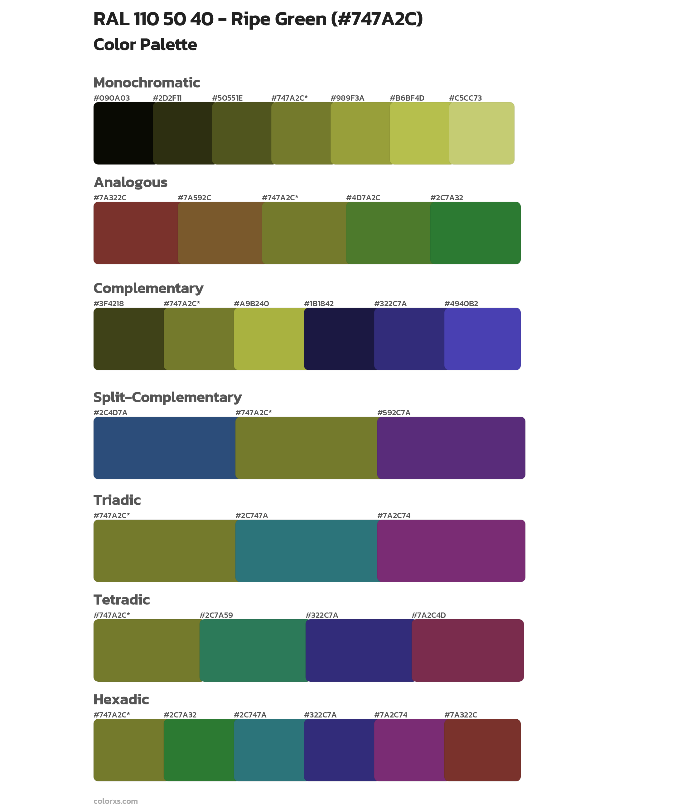 RAL 110 50 40 - Ripe Green Color Scheme Palettes