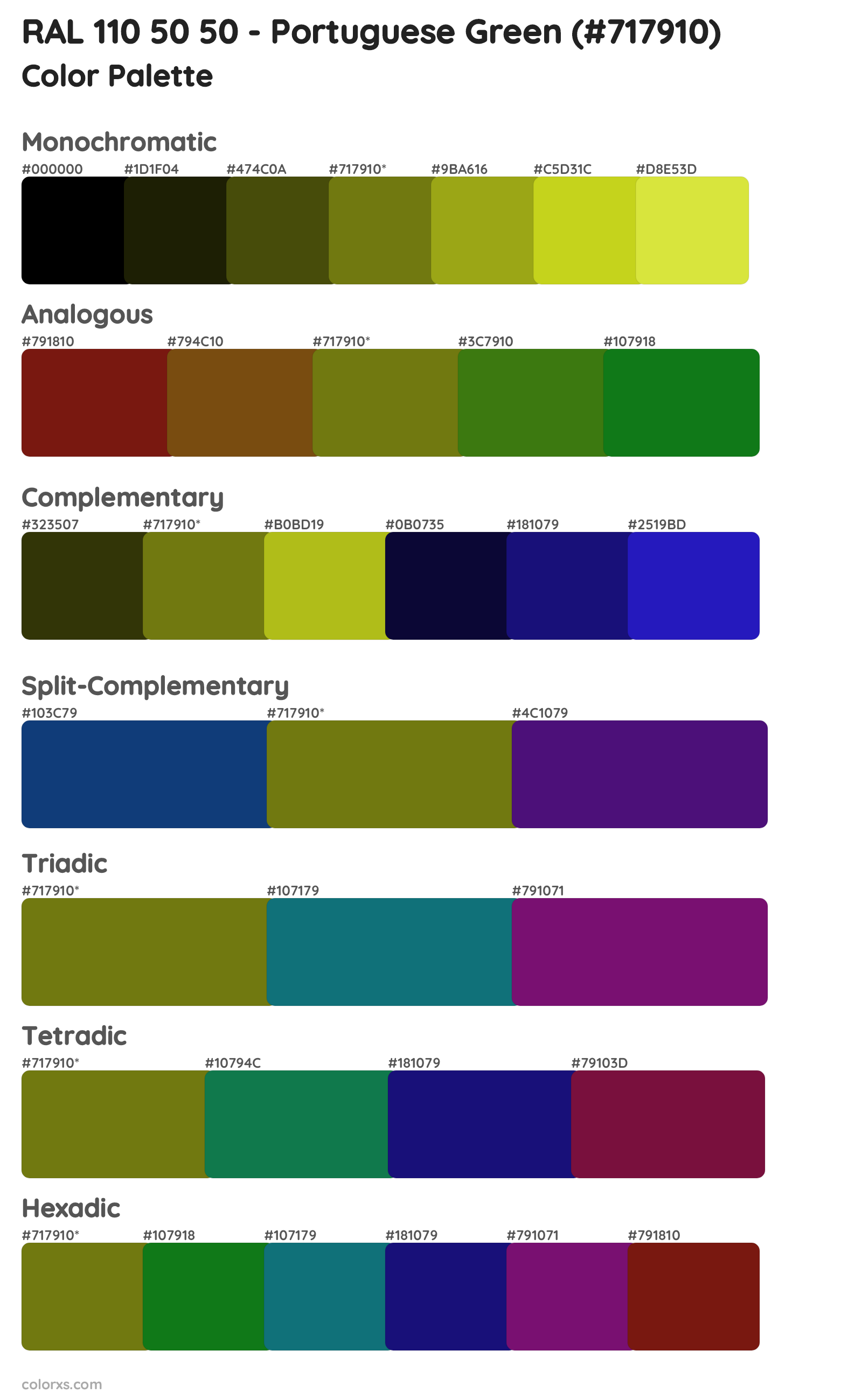 RAL 110 50 50 - Portuguese Green Color Scheme Palettes