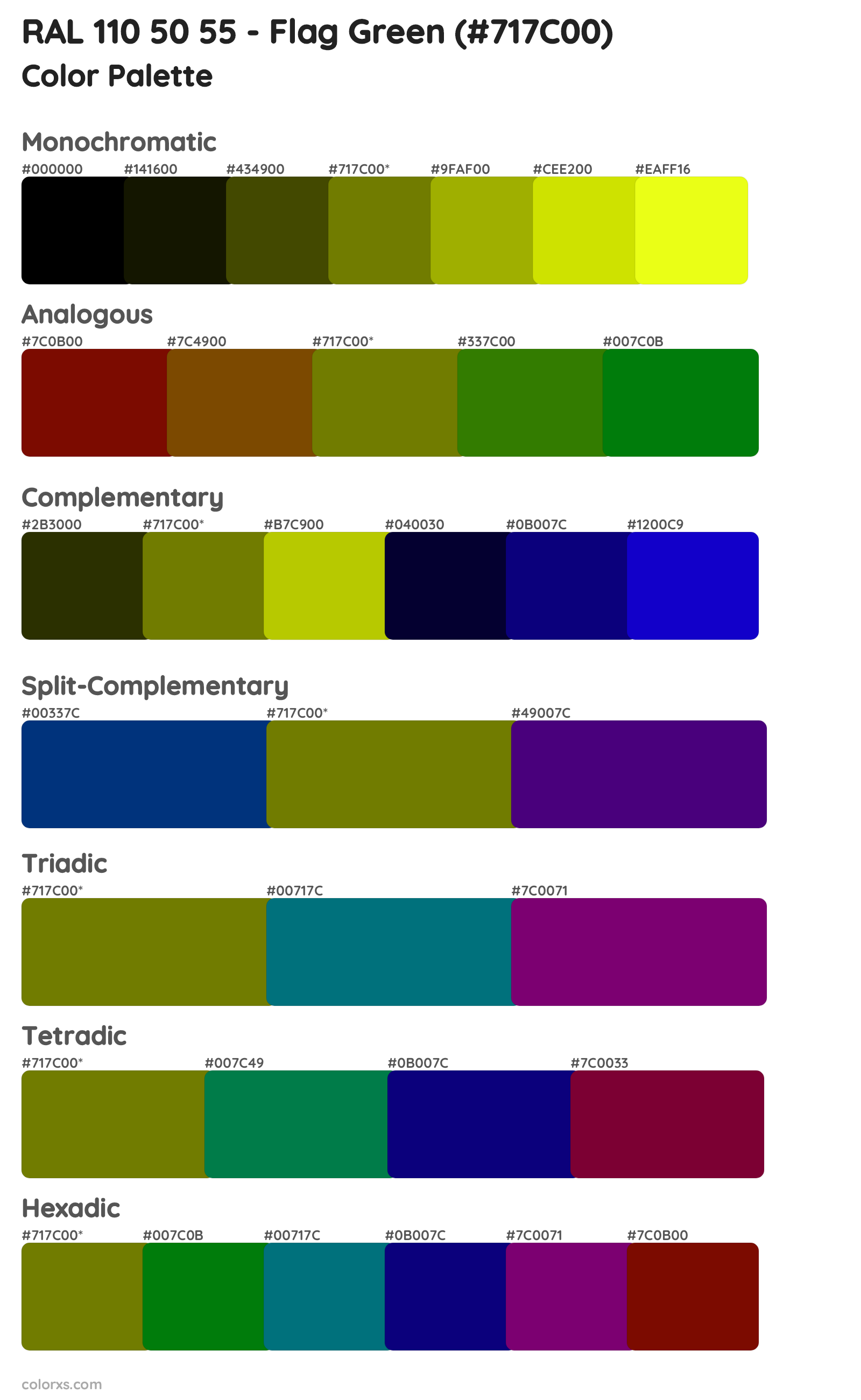 RAL 110 50 55 - Flag Green Color Scheme Palettes