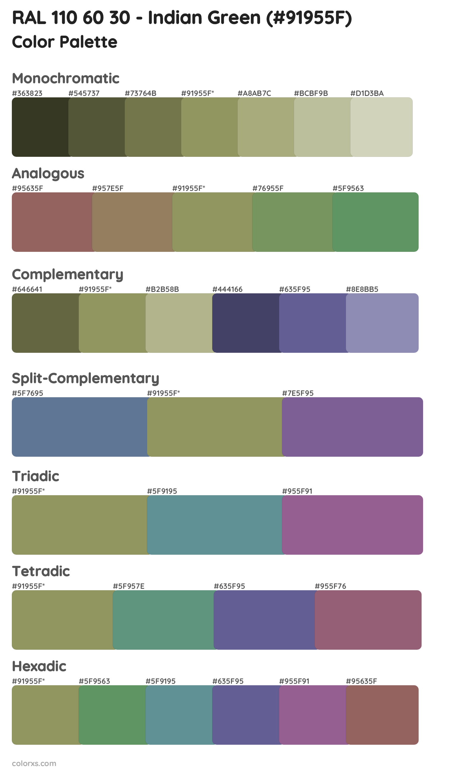 RAL 110 60 30 - Indian Green Color Scheme Palettes