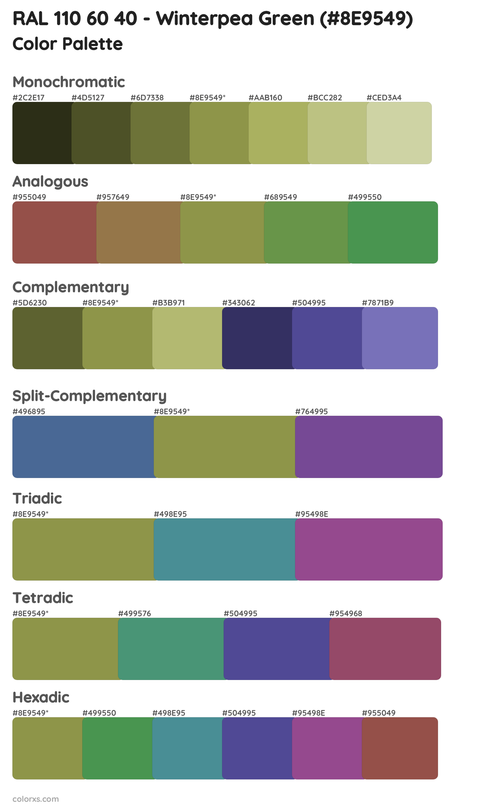 RAL 110 60 40 - Winterpea Green Color Scheme Palettes