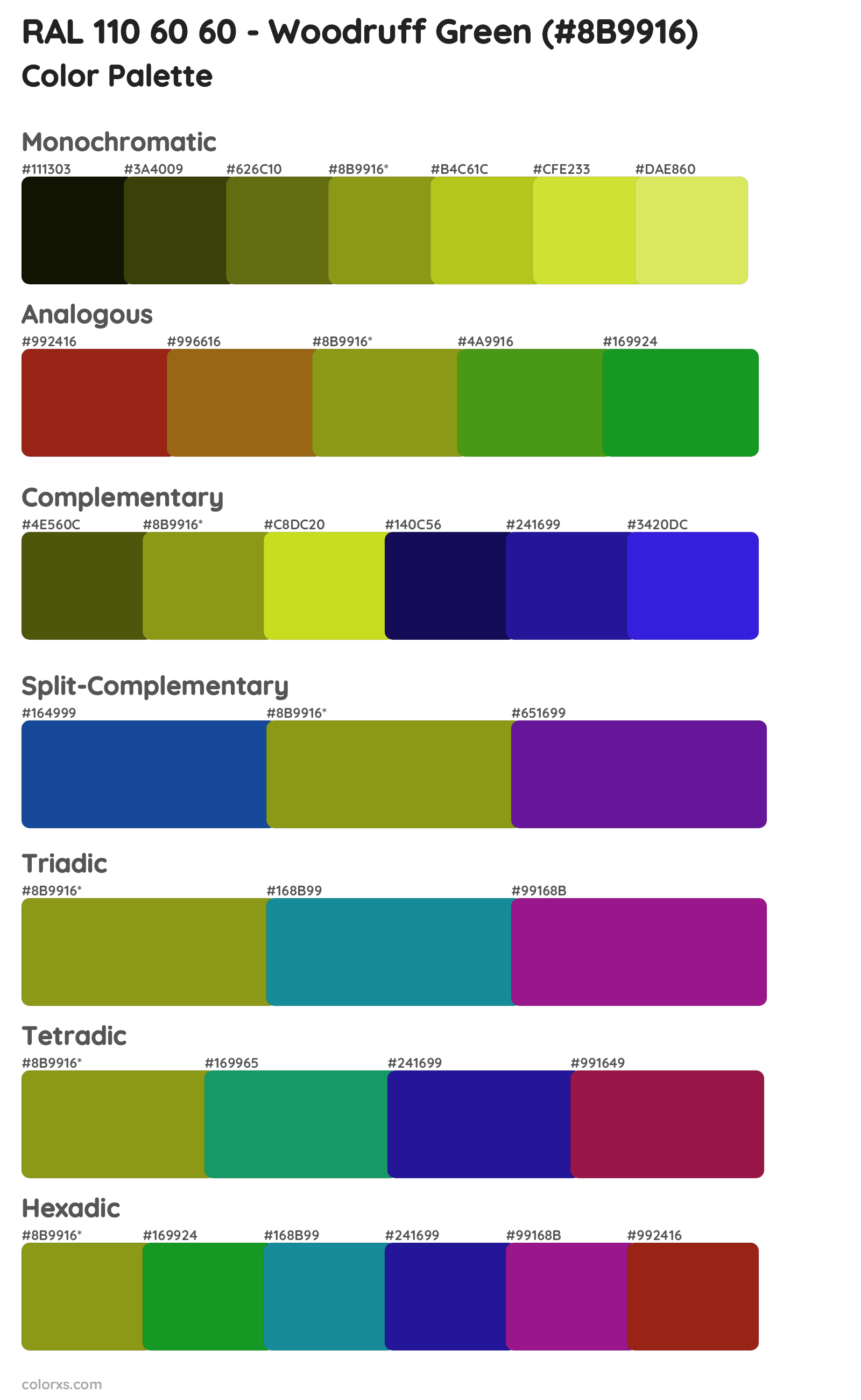 RAL 110 60 60 - Woodruff Green Color Scheme Palettes