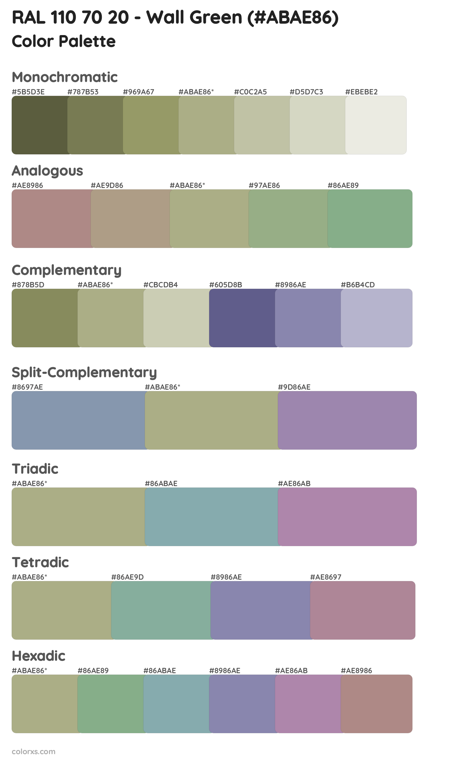 RAL 110 70 20 - Wall Green Color Scheme Palettes