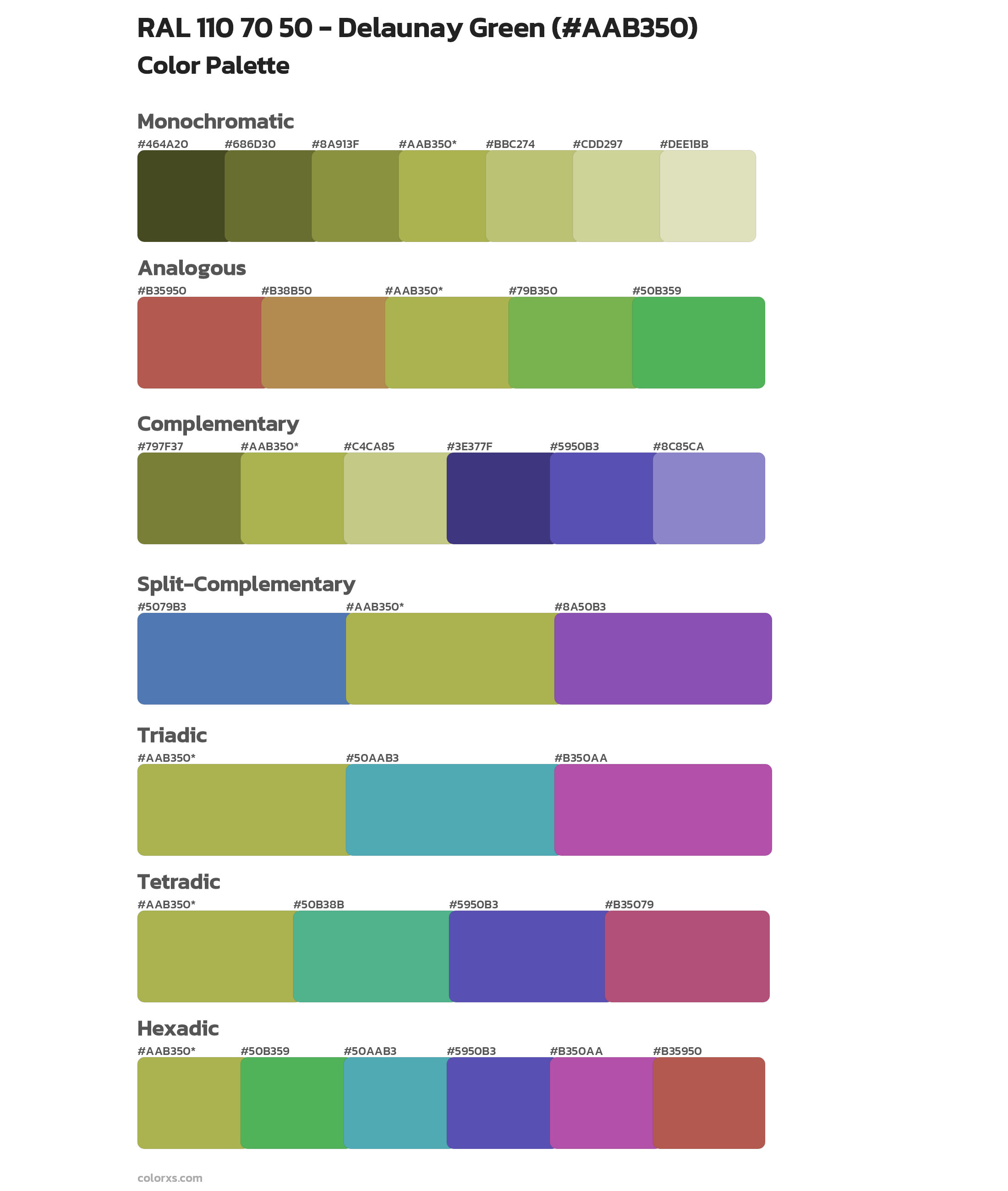 RAL 110 70 50 - Delaunay Green Color Scheme Palettes