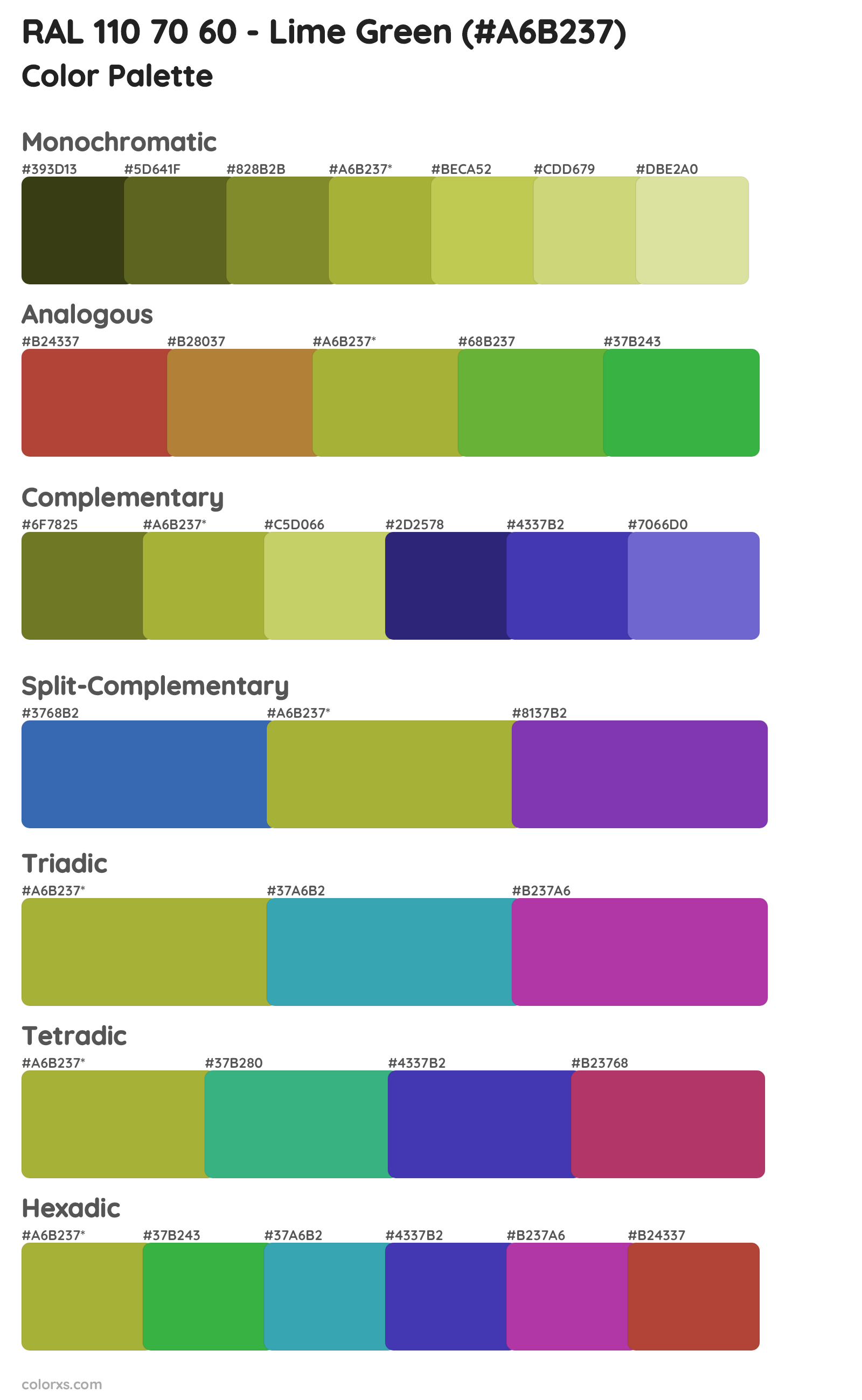 RAL 110 70 60 - Lime Green Color Scheme Palettes