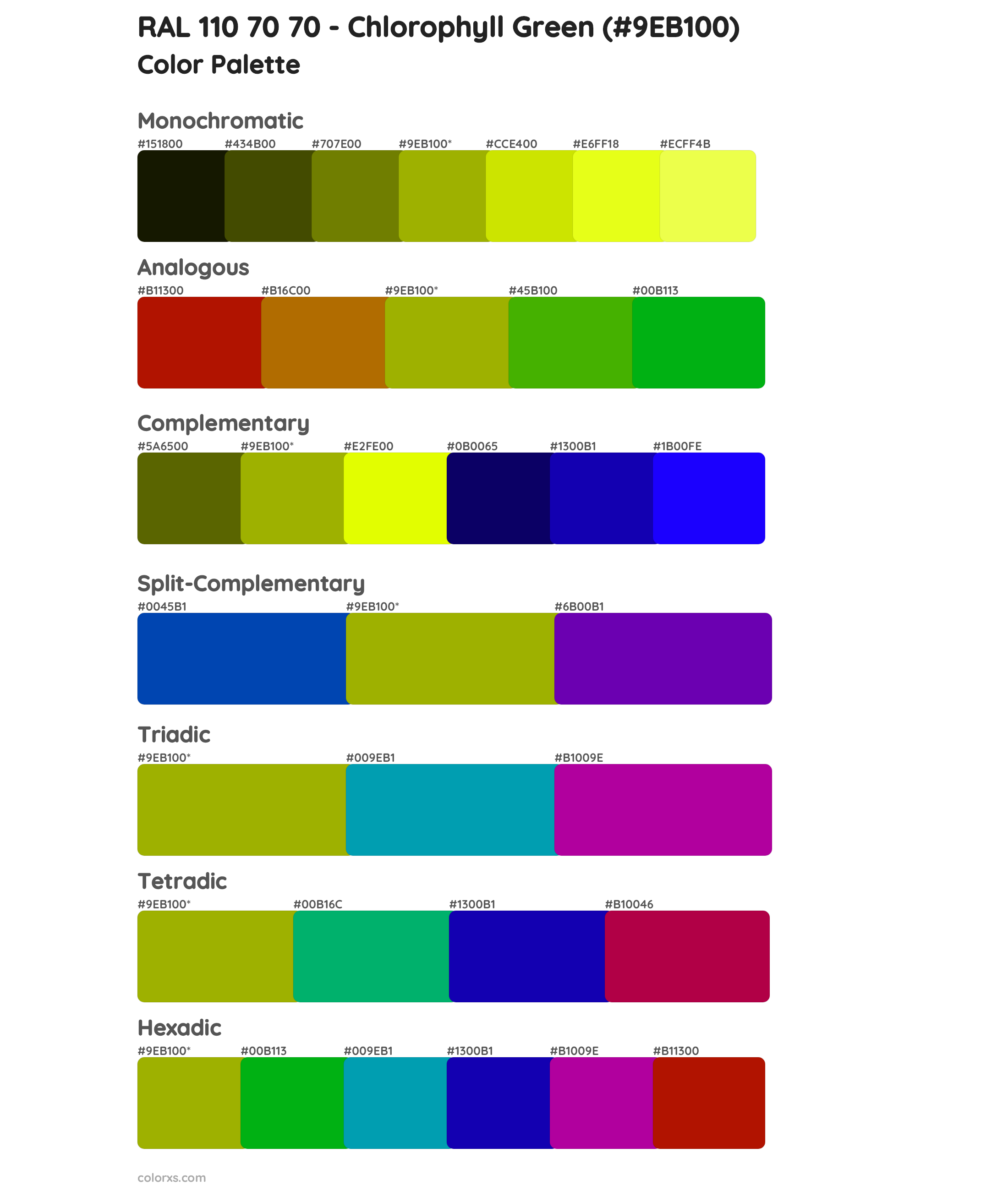 RAL 110 70 70 - Chlorophyll Green Color Scheme Palettes