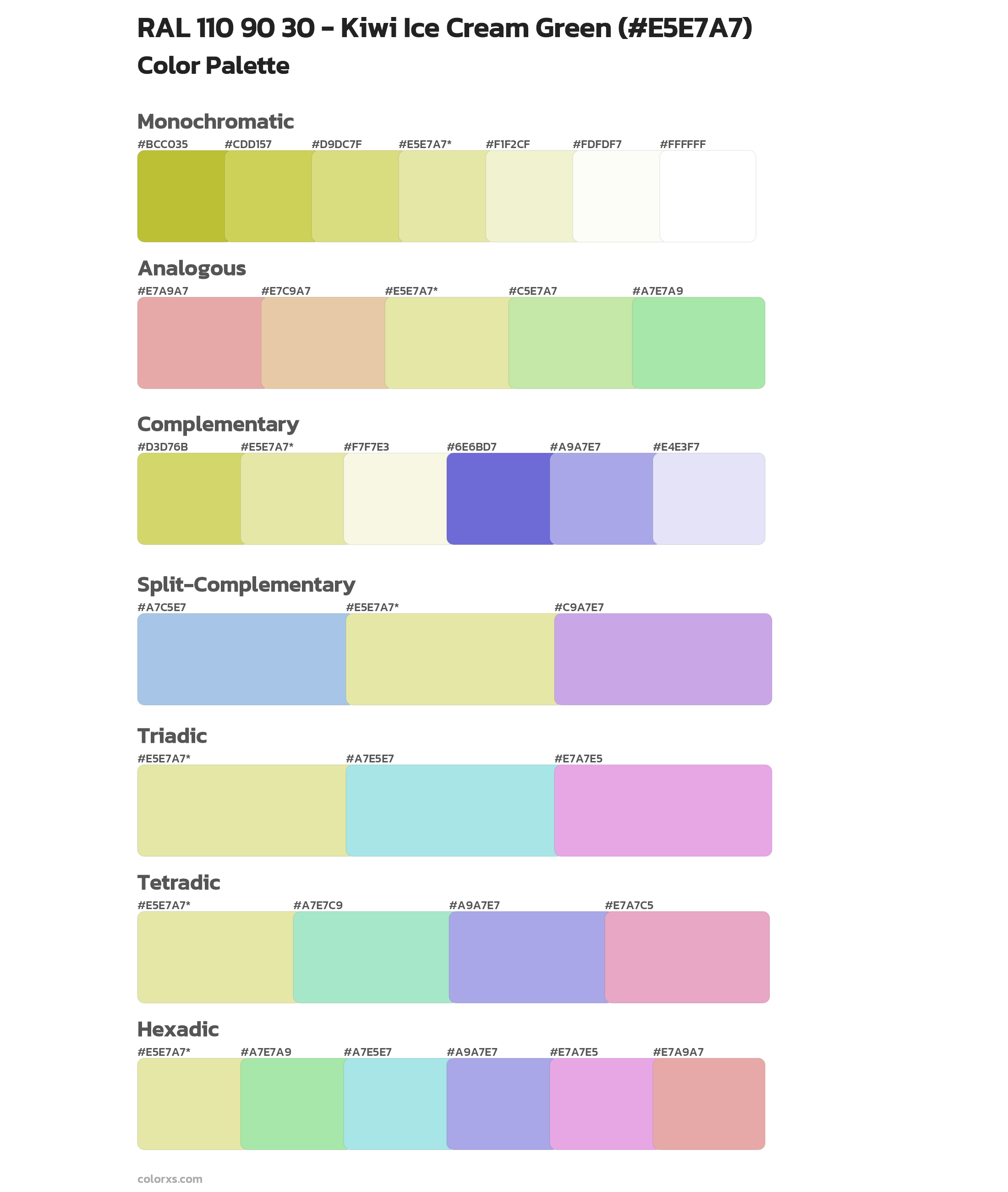 RAL 110 90 30 - Kiwi Ice Cream Green Color Scheme Palettes