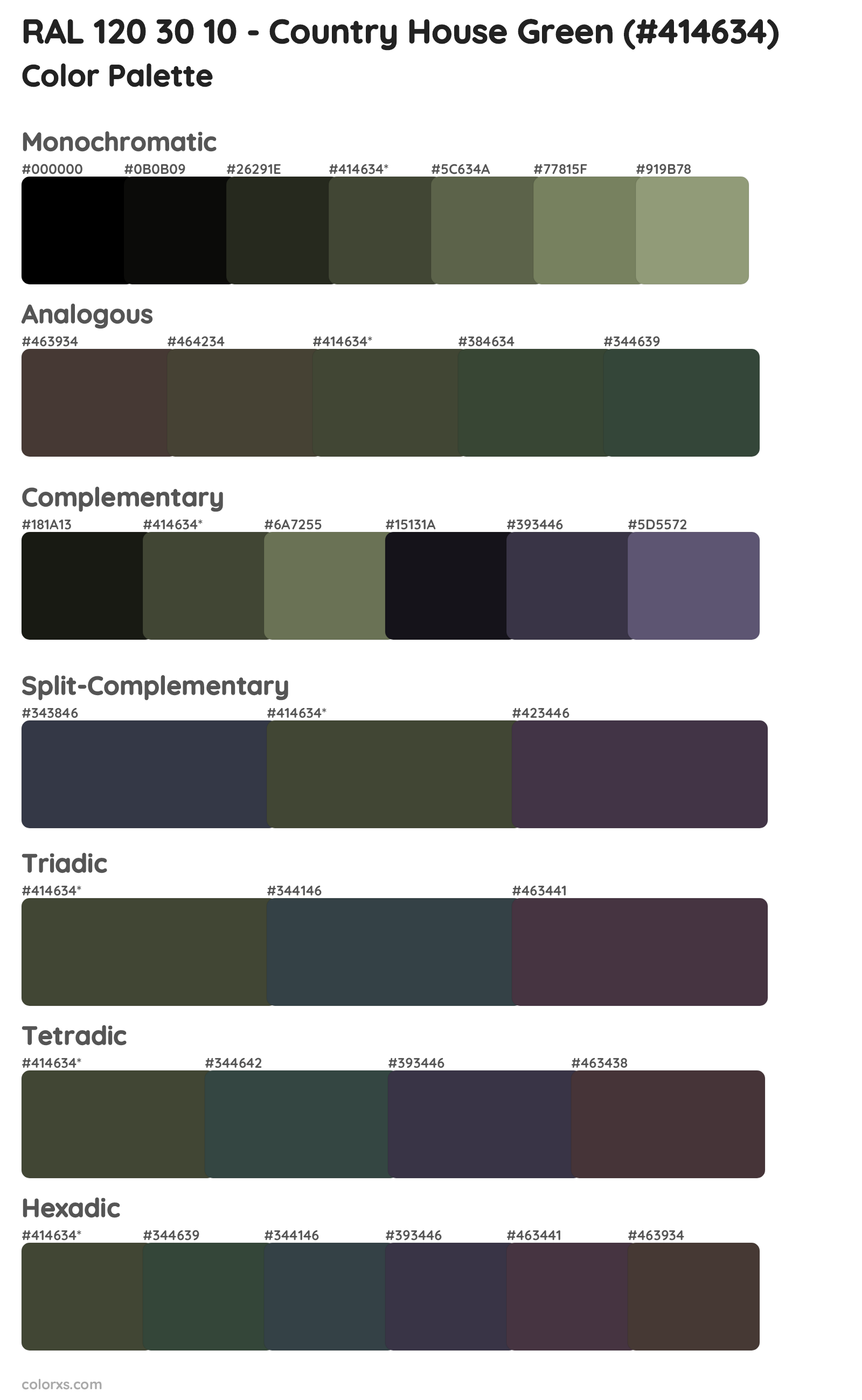 RAL 120 30 10 - Country House Green Color Scheme Palettes