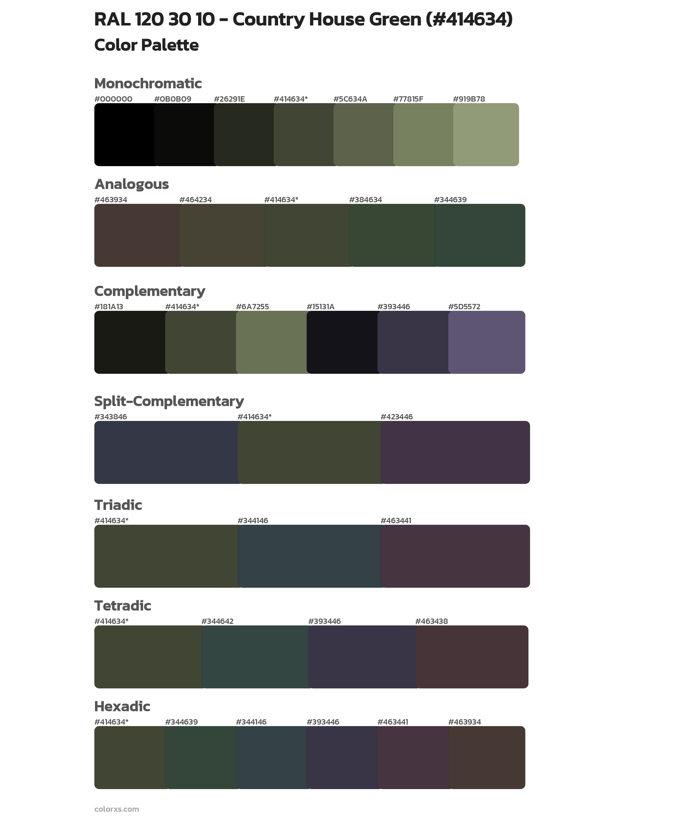 RAL 120 30 10 - Country House Green Color Scheme Palettes