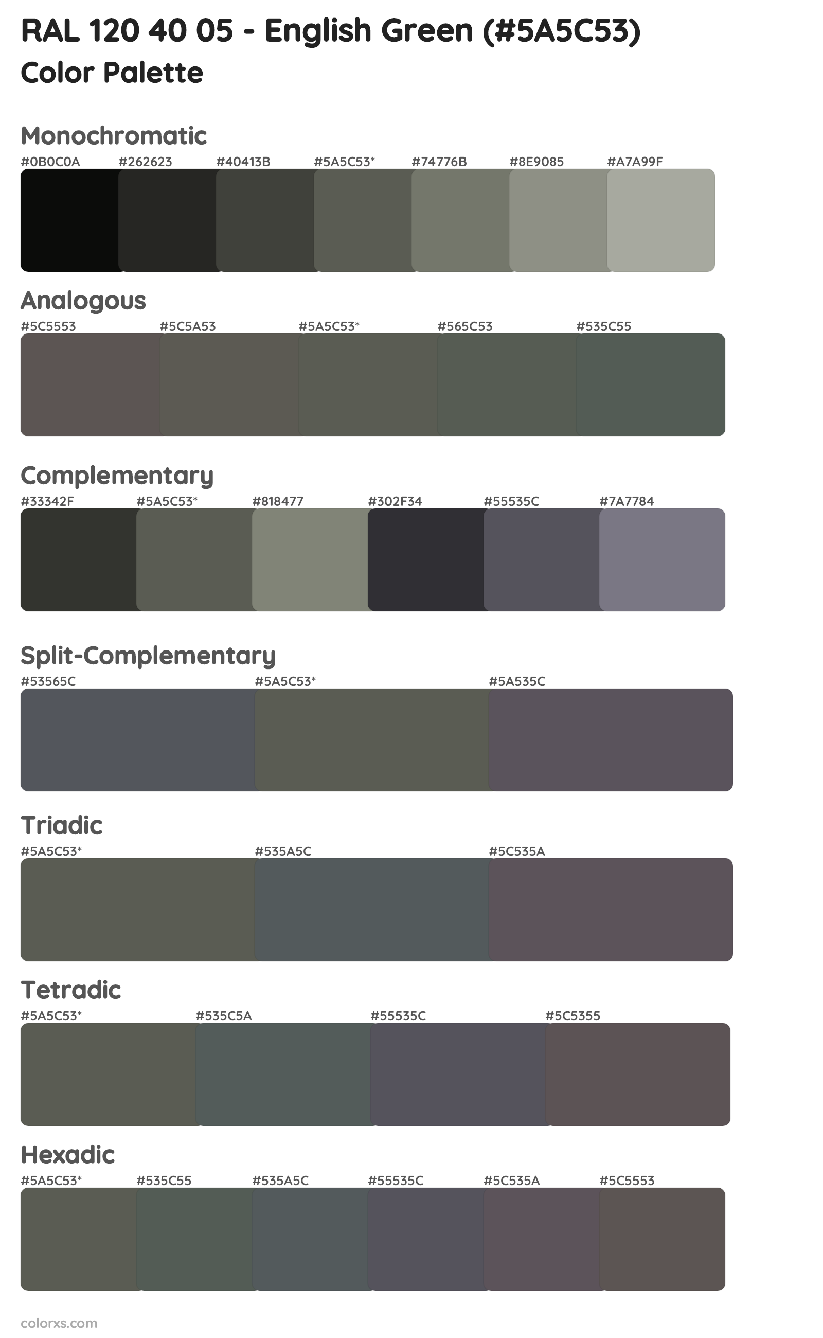RAL 120 40 05 - English Green Color Scheme Palettes