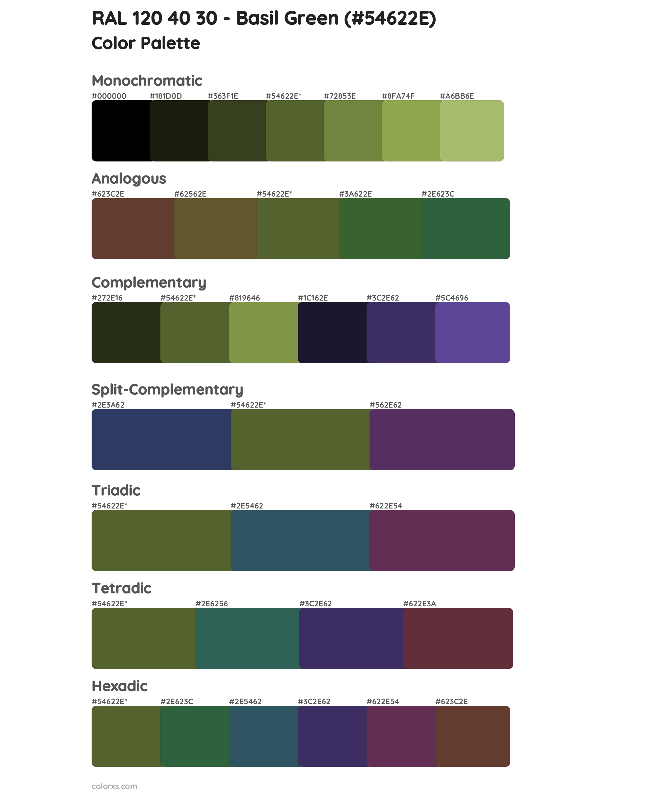 RAL 120 40 30 - Basil Green Color Scheme Palettes
