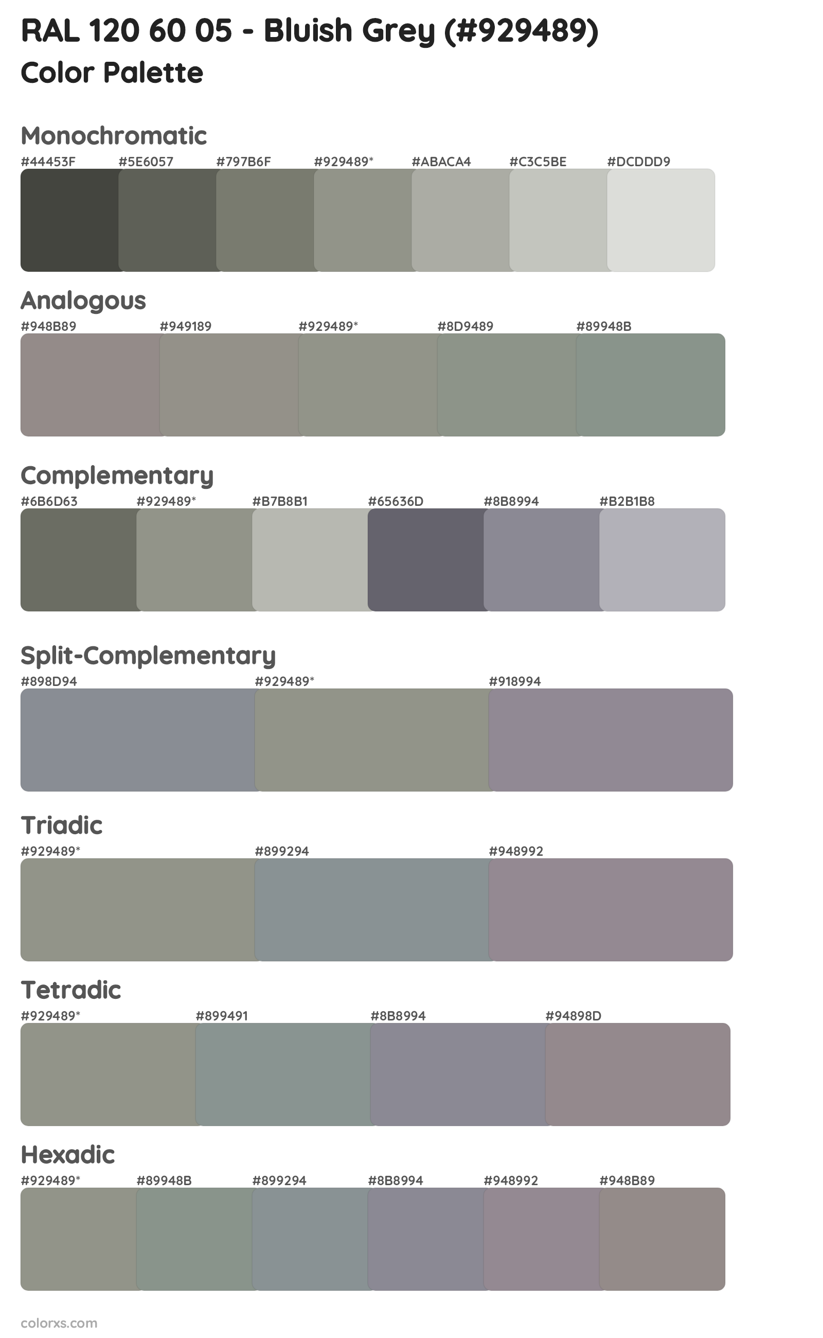 RAL 120 60 05 - Bluish Grey Color Scheme Palettes