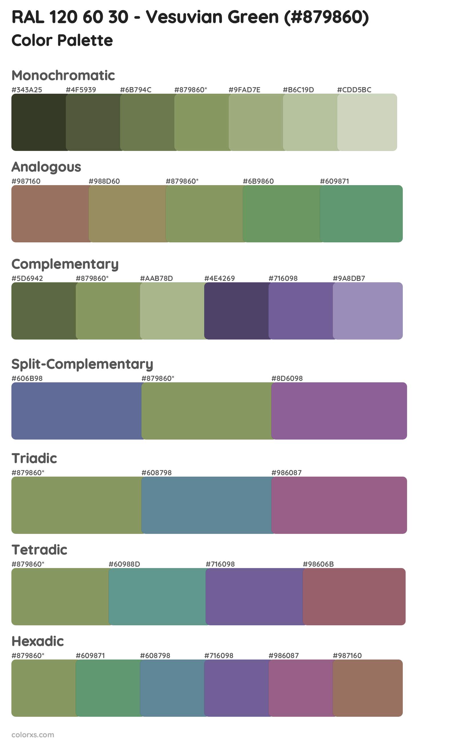 RAL 120 60 30 - Vesuvian Green Color Scheme Palettes