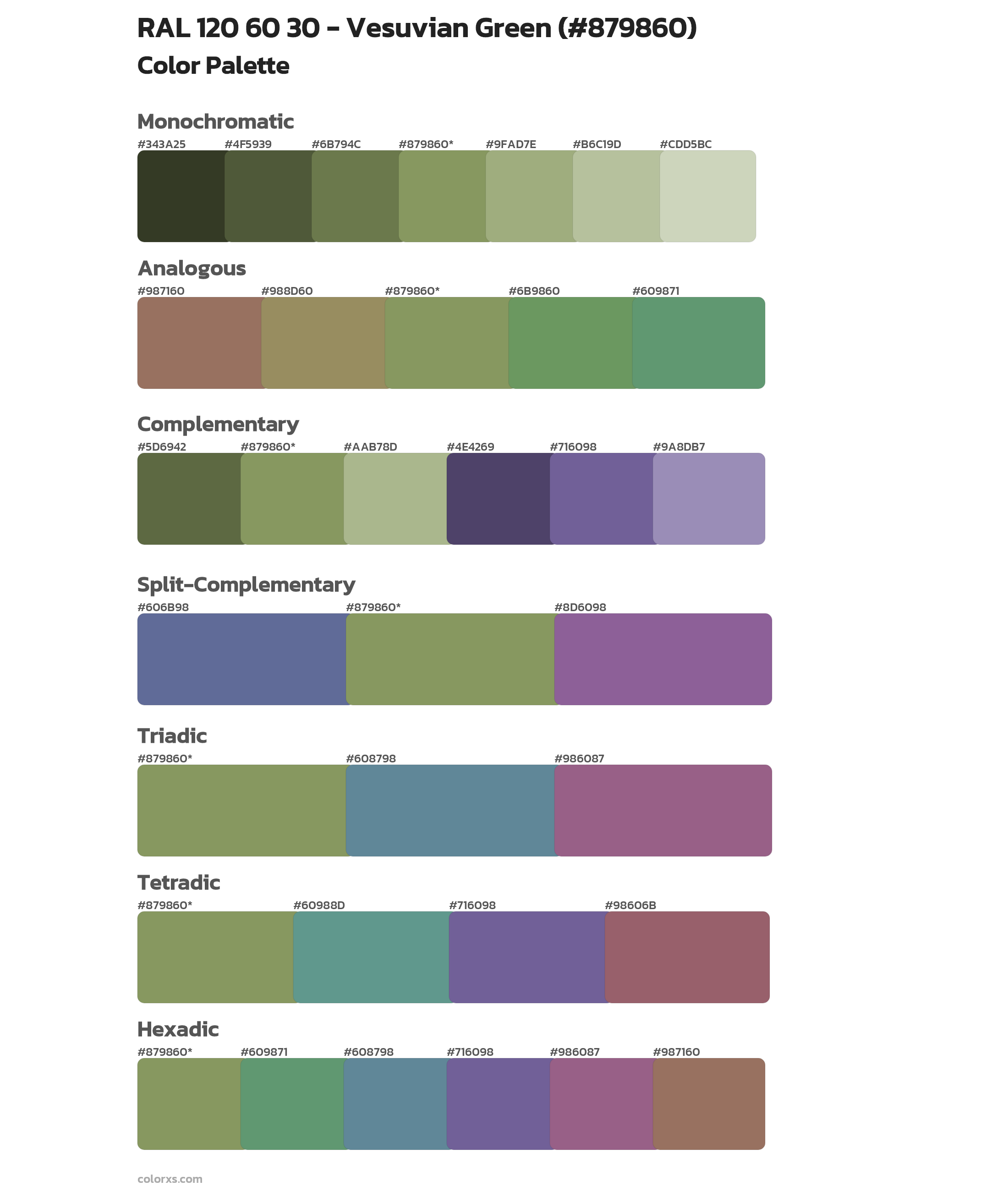 RAL 120 60 30 - Vesuvian Green Color Scheme Palettes