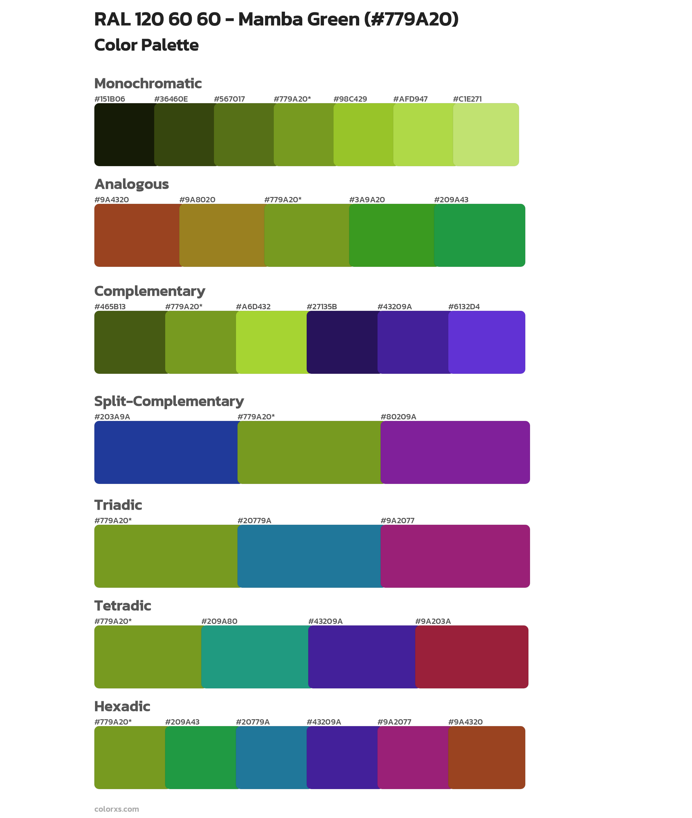 RAL 120 60 60 - Mamba Green Color Scheme Palettes