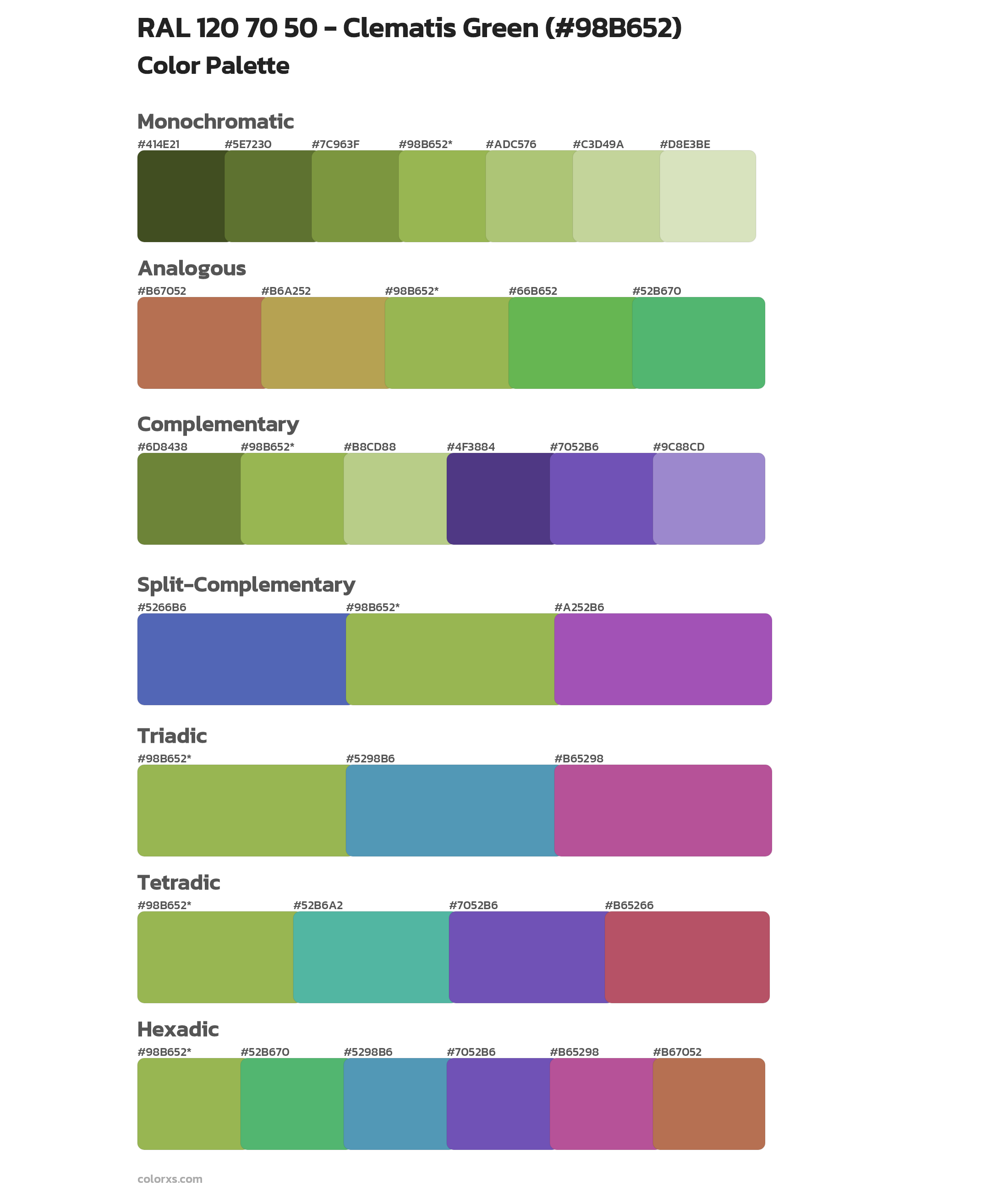 RAL 120 70 50 - Clematis Green Color Scheme Palettes