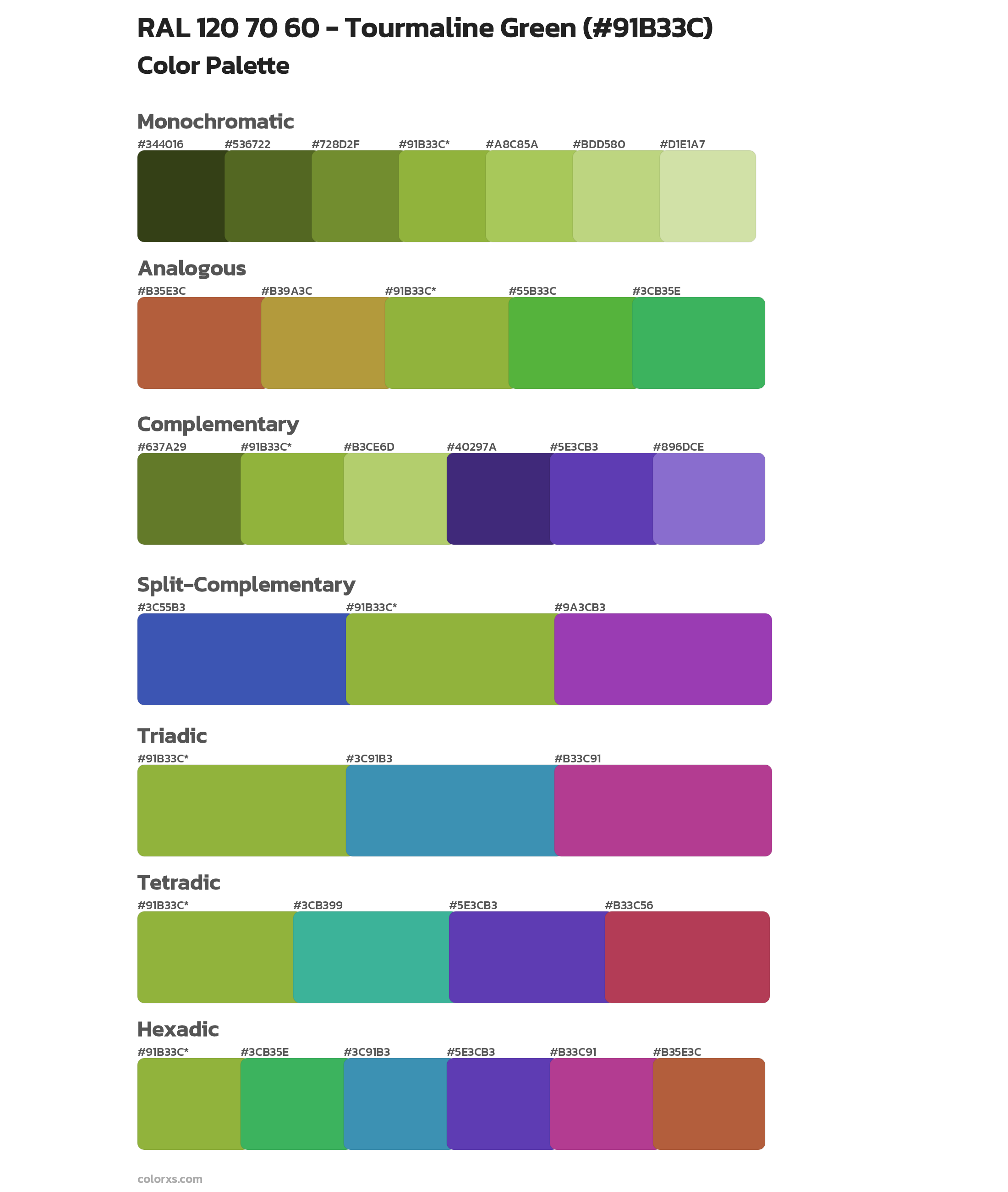 RAL 120 70 60 - Tourmaline Green Color Scheme Palettes